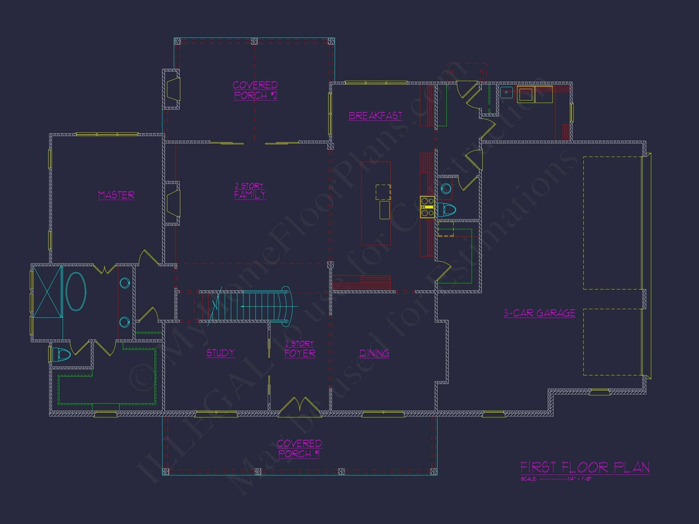 Traditional house Plan with 4 Bedrooms, CAD Blueprint Designs