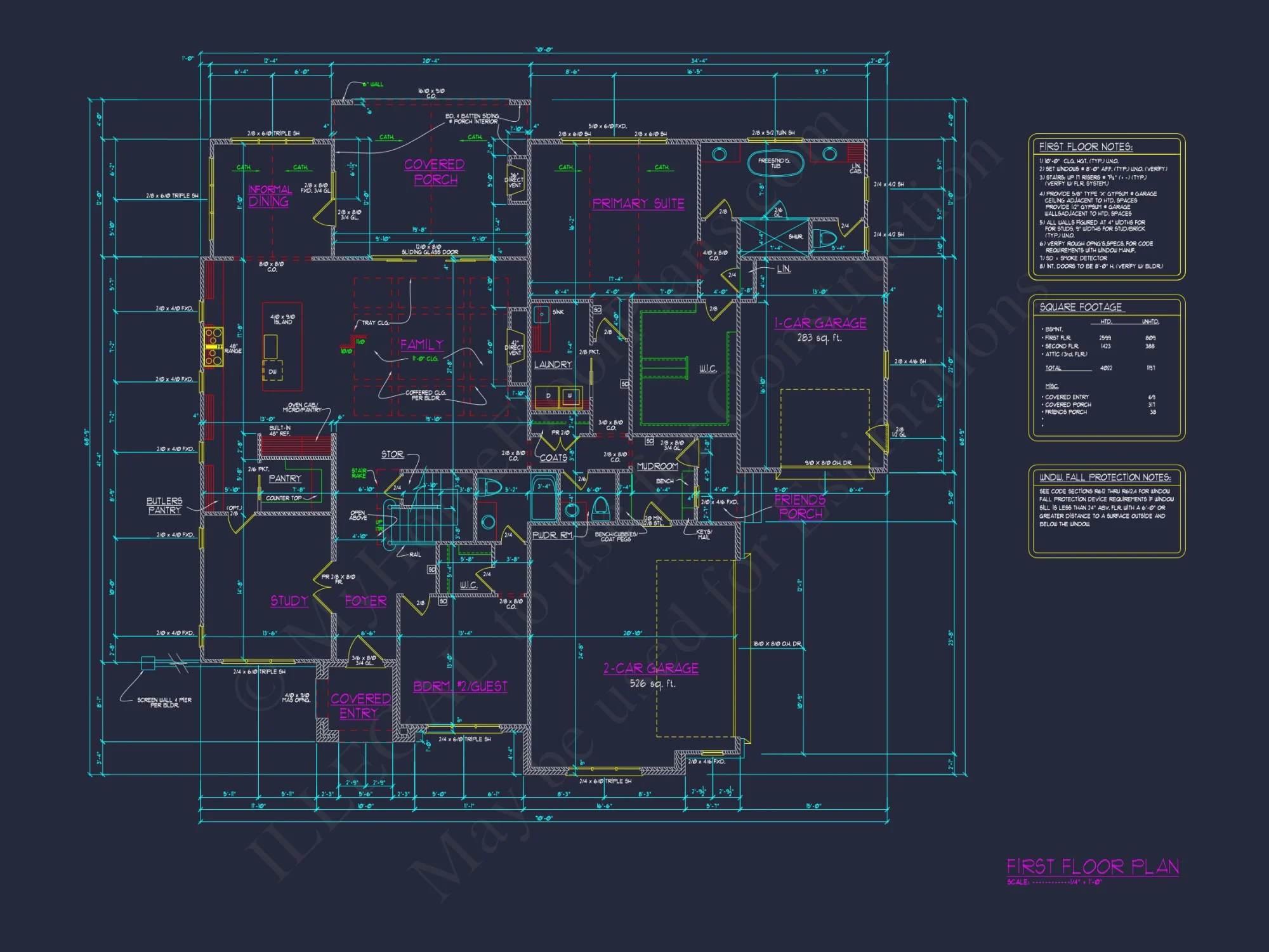 Spacious 2-Story house Plan with 4 Bedrooms and 3 Garage Bays