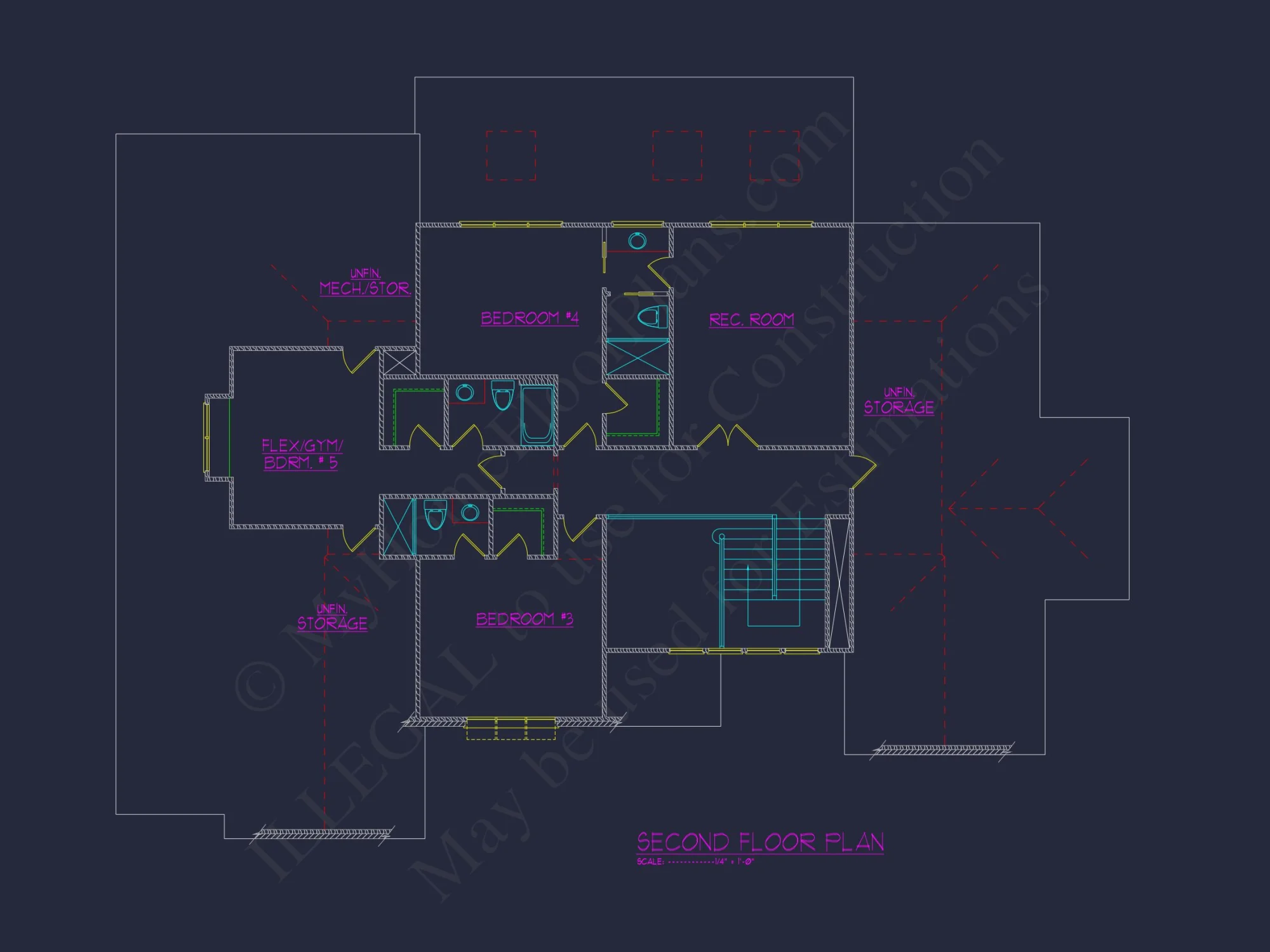 Modern house Floor Plan with 2 Floors, 5 Beds, and Open Layout