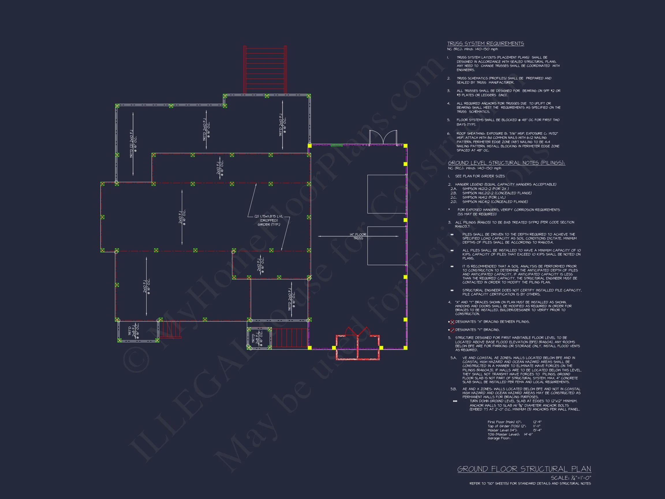 Spacious Coastal house Plan with CAD Floor Plans & Designs