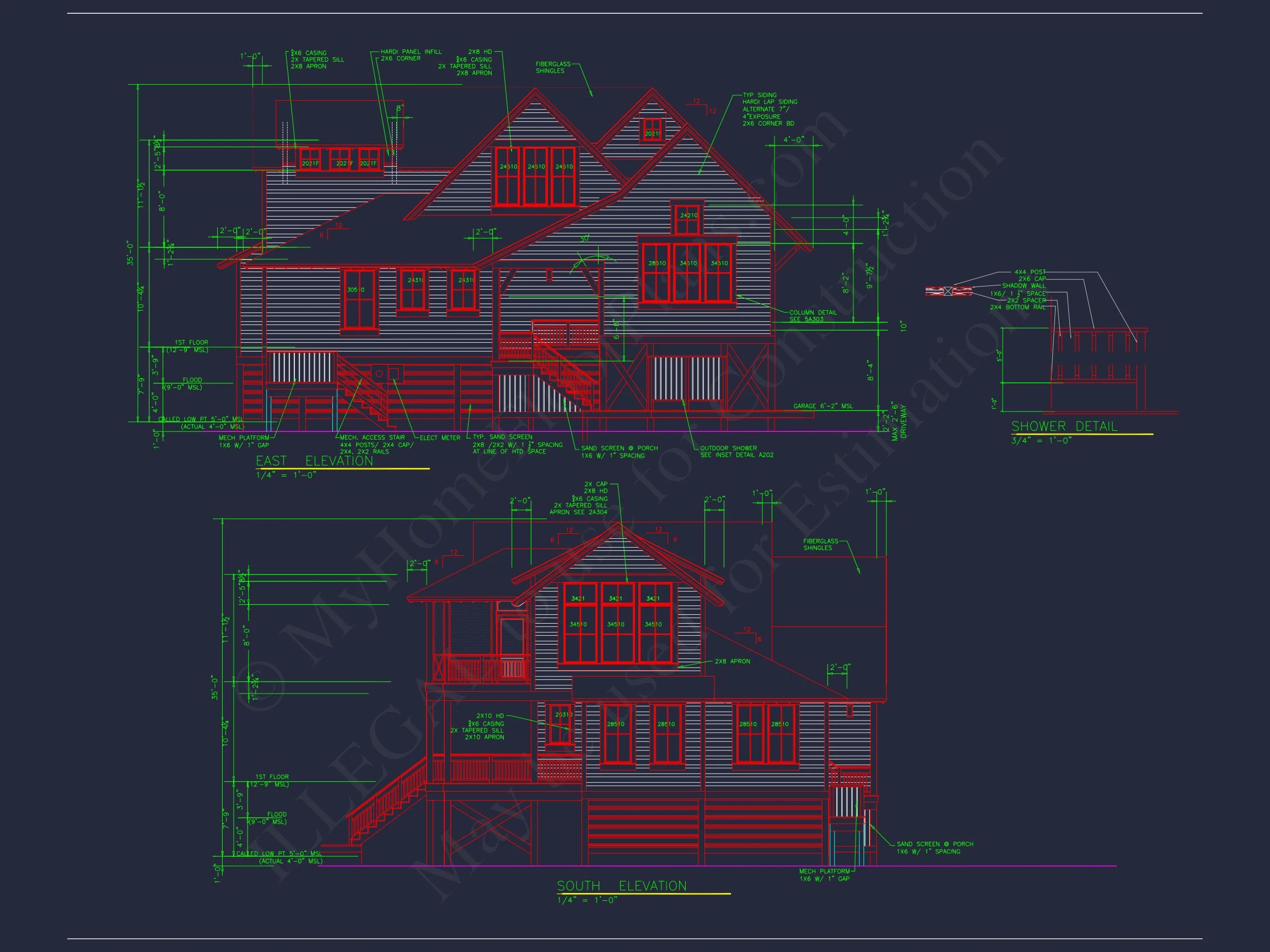 Spacious Coastal house Plan with CAD Floor Plans & Designs
