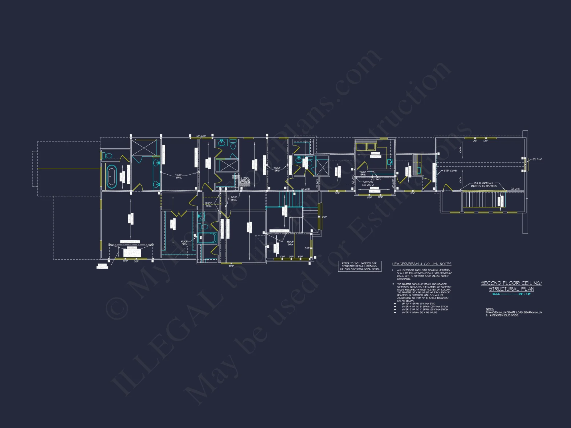 Modern house Plan and Blueprint with 2-Story Architecture Designs