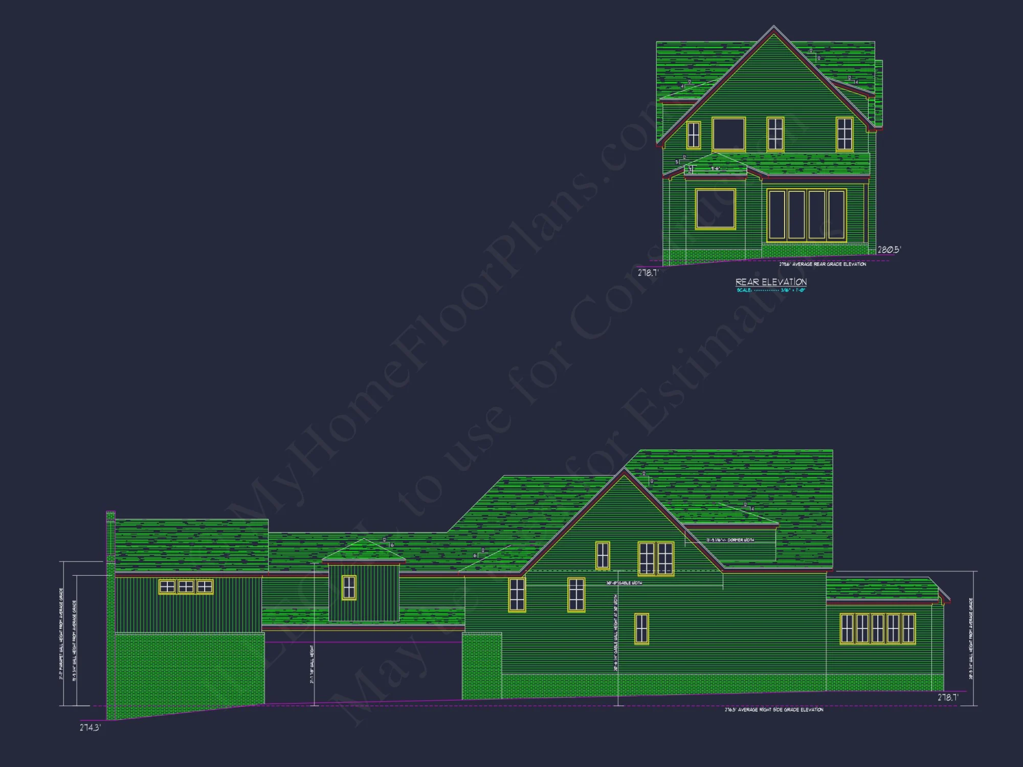Modern house Plan and Blueprint with 2-Story Architecture Designs
