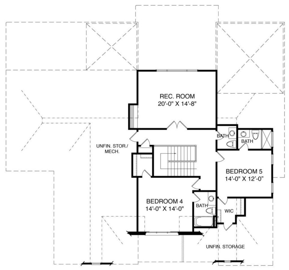 Modern Craftsman house Floor Plan with 5 Bedrooms and CAD Designs