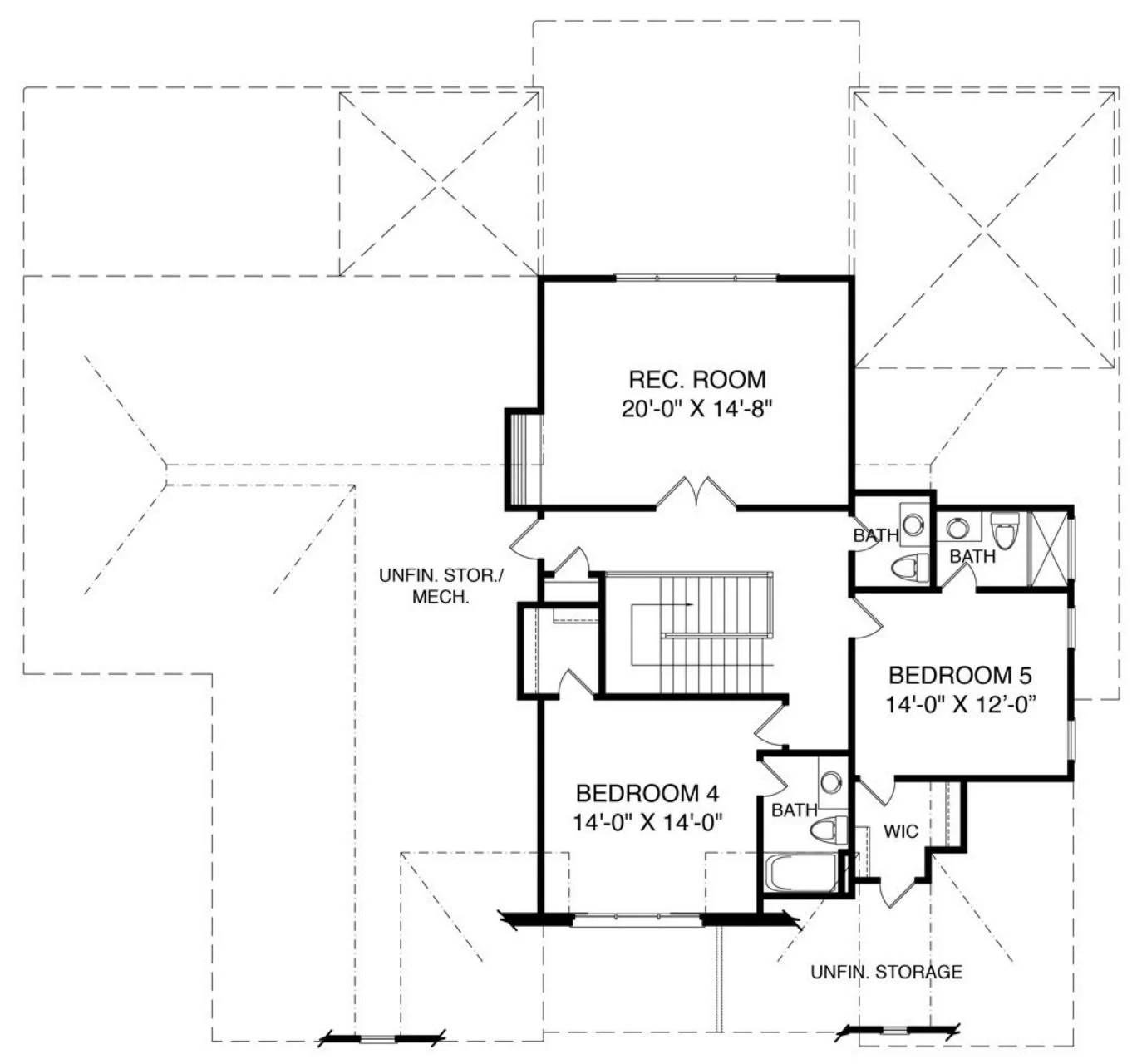 Modern Craftsman house Floor Plan with 5 Bedrooms and CAD Designs