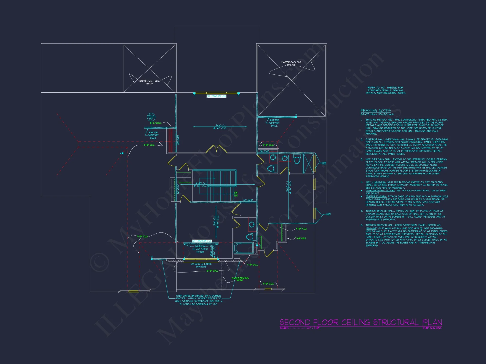 Modern Craftsman house Floor Plan with 5 Bedrooms and CAD Designs