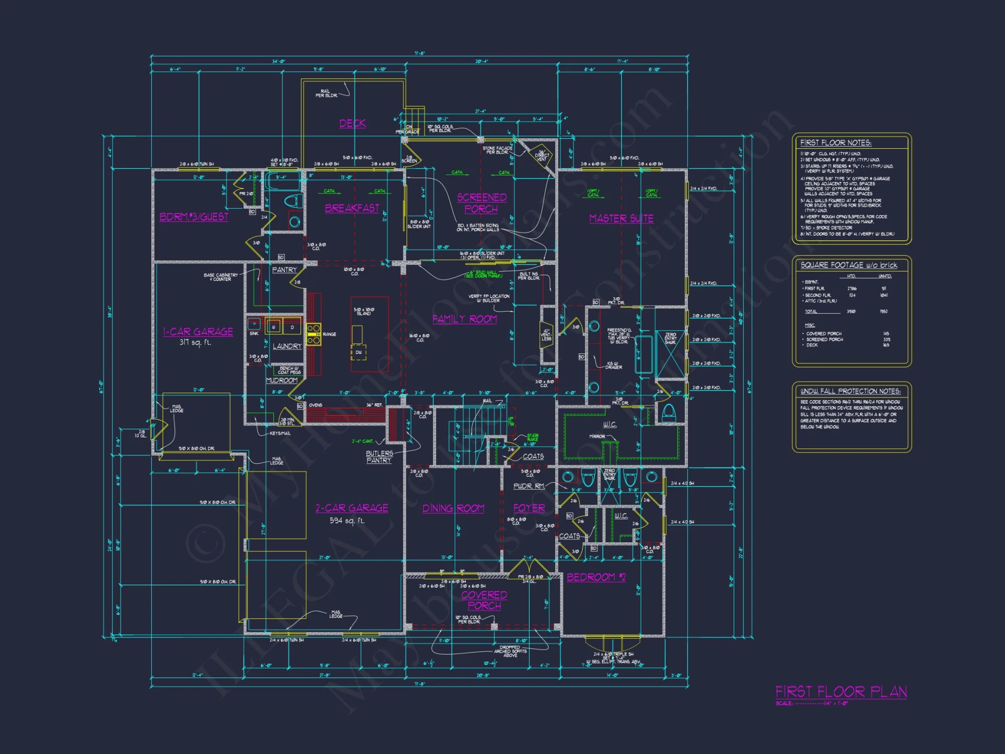 Modern Craftsman house Floor Plan with 5 Bedrooms and CAD Designs