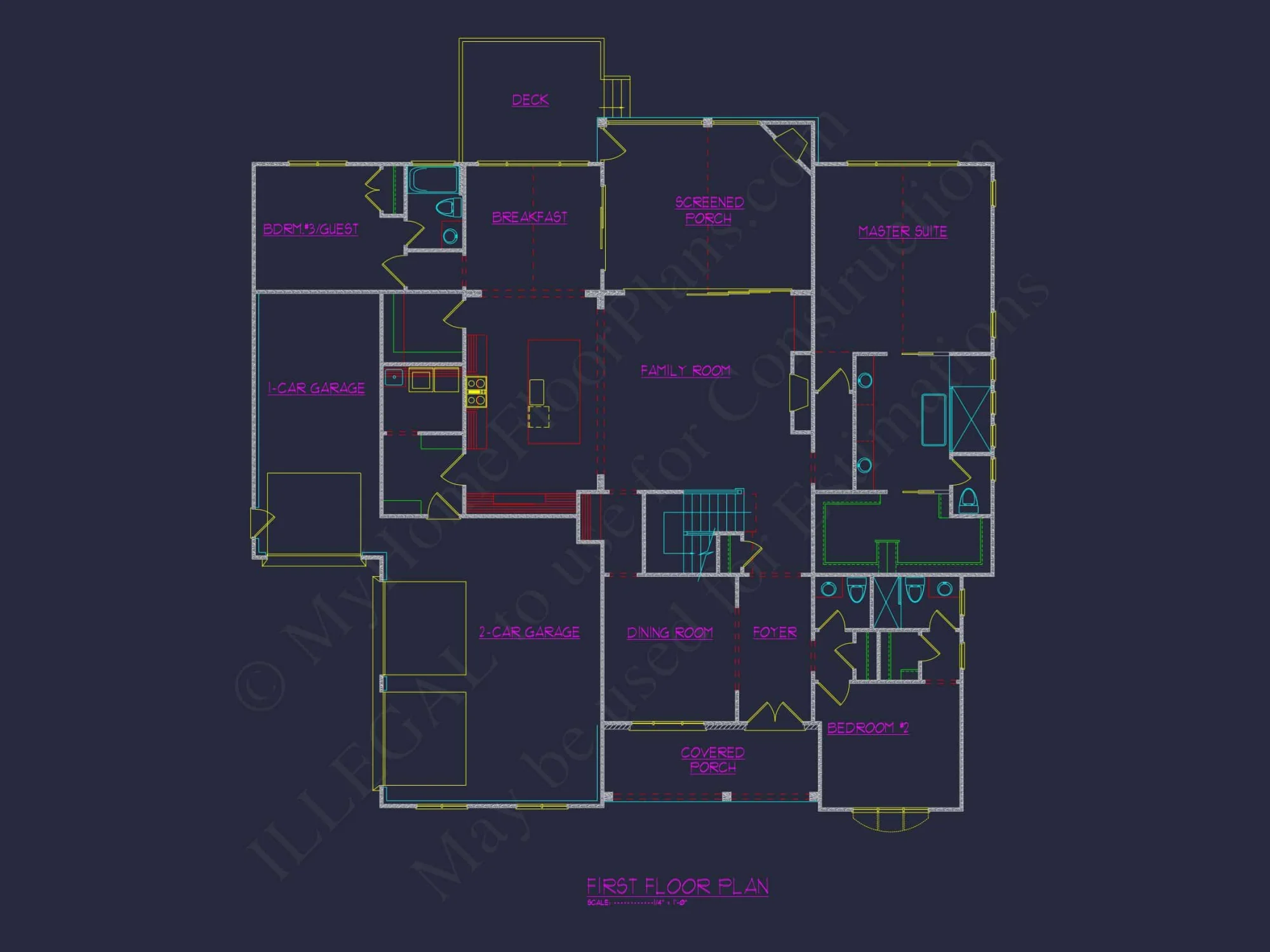 Modern Craftsman house Floor Plan with 5 Bedrooms and CAD Designs