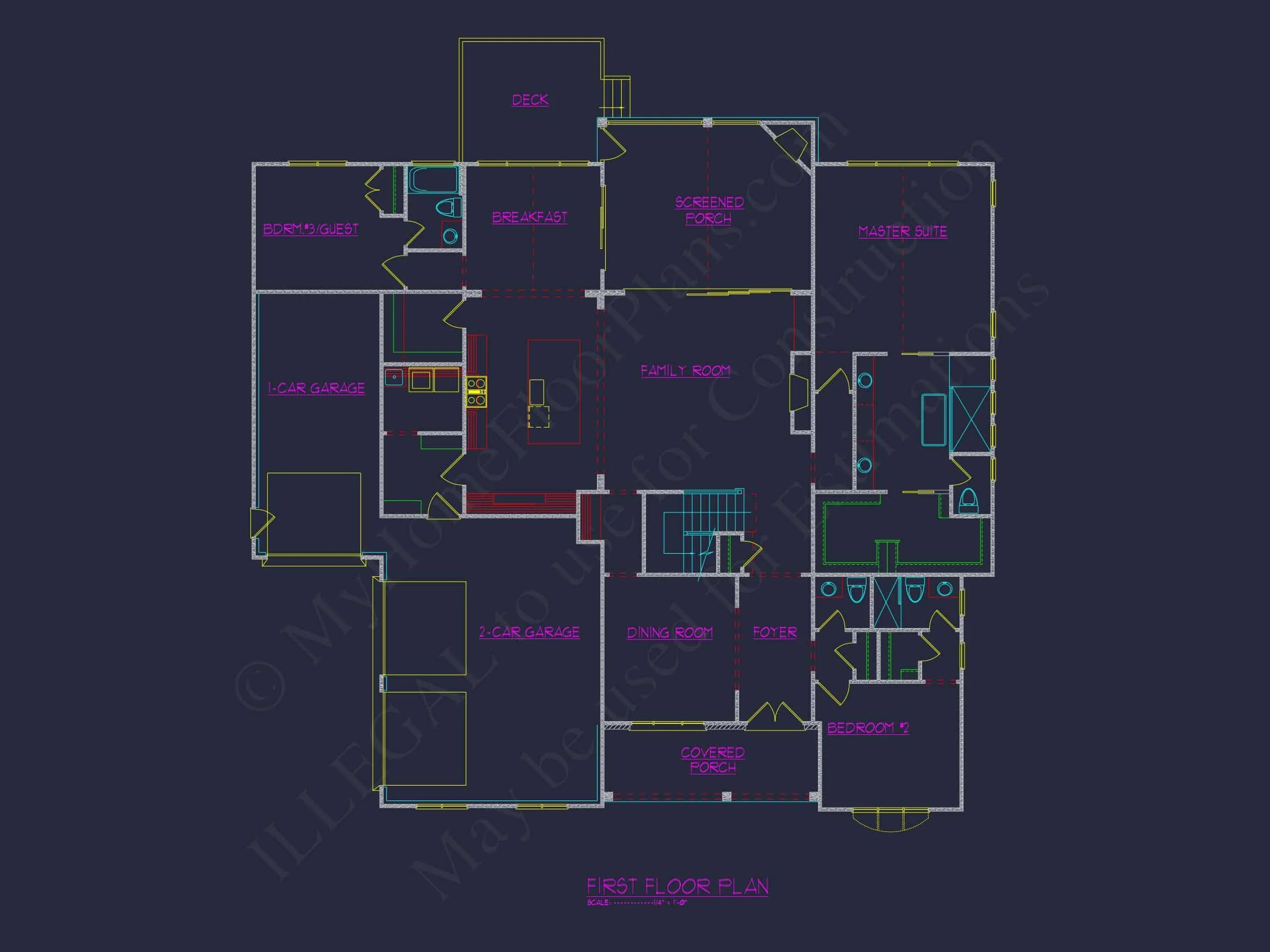Modern Craftsman house Floor Plan with 5 Bedrooms and CAD Designs