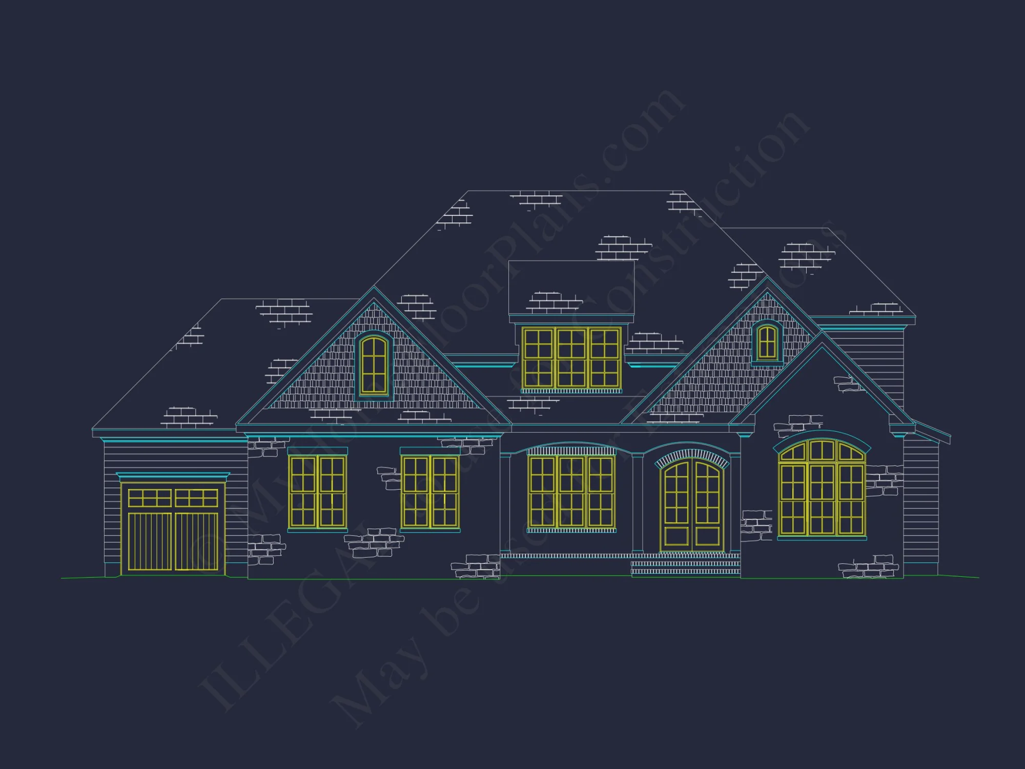 Modern Craftsman house Floor Plan with 5 Bedrooms and CAD Designs