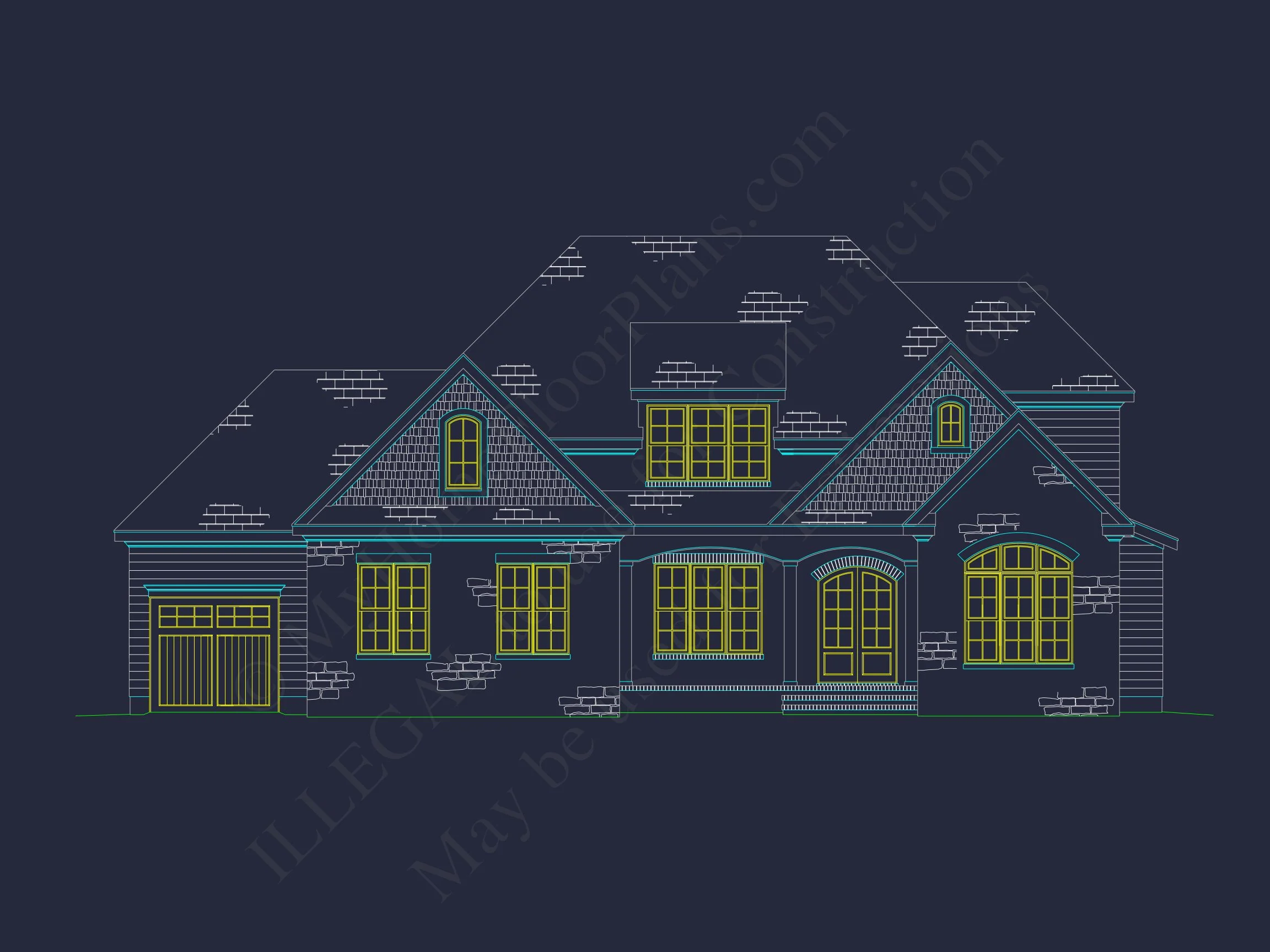 Modern Craftsman house Floor Plan with 5 Bedrooms and CAD Designs