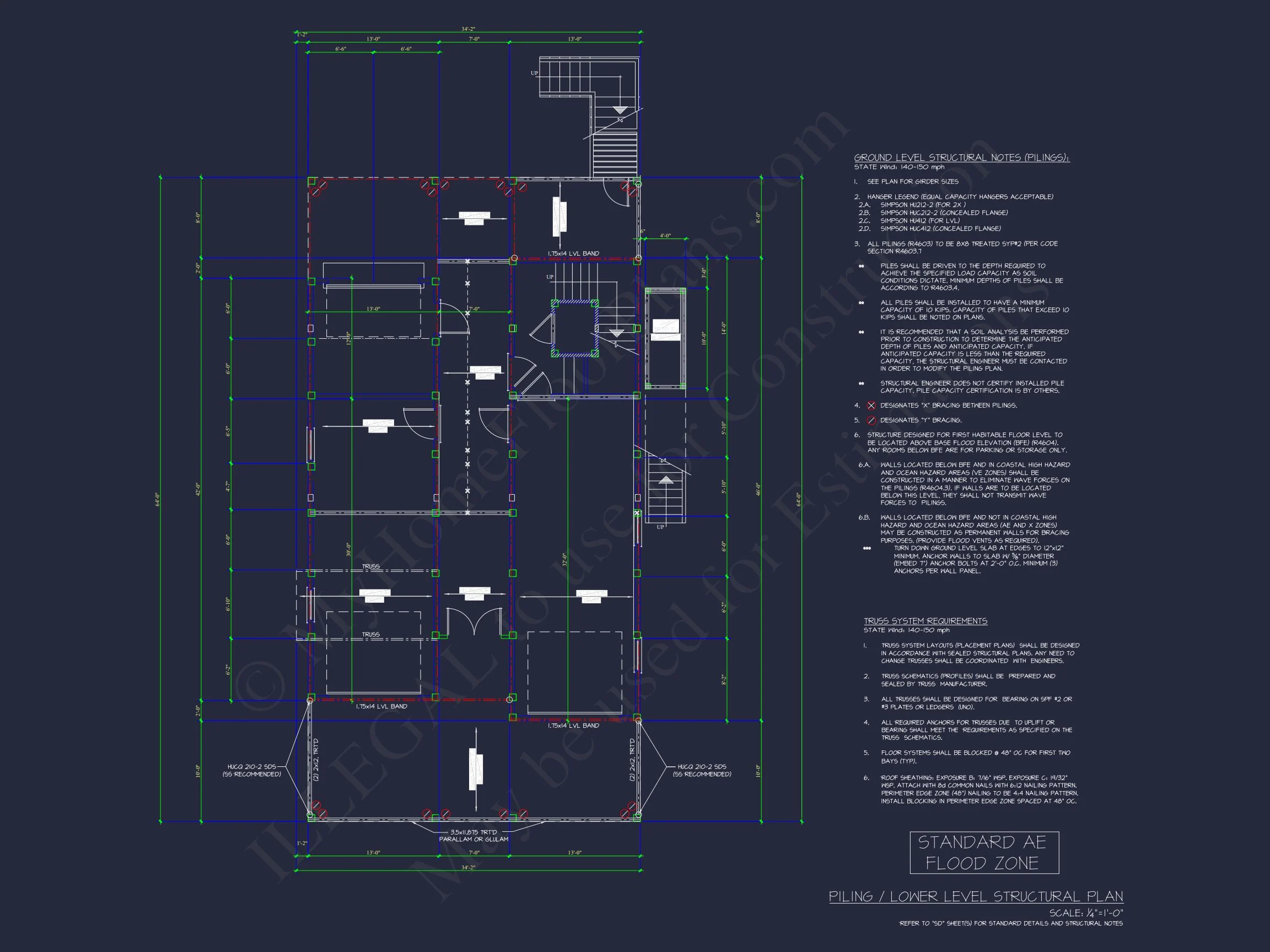 Modern Coastal house Plan with 3 Floors and CAD Designs
