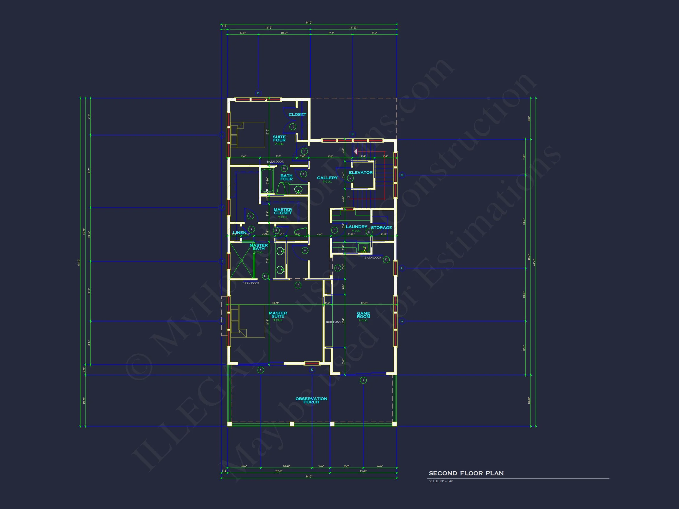 Modern Coastal house Plan with 3 Floors and CAD Designs