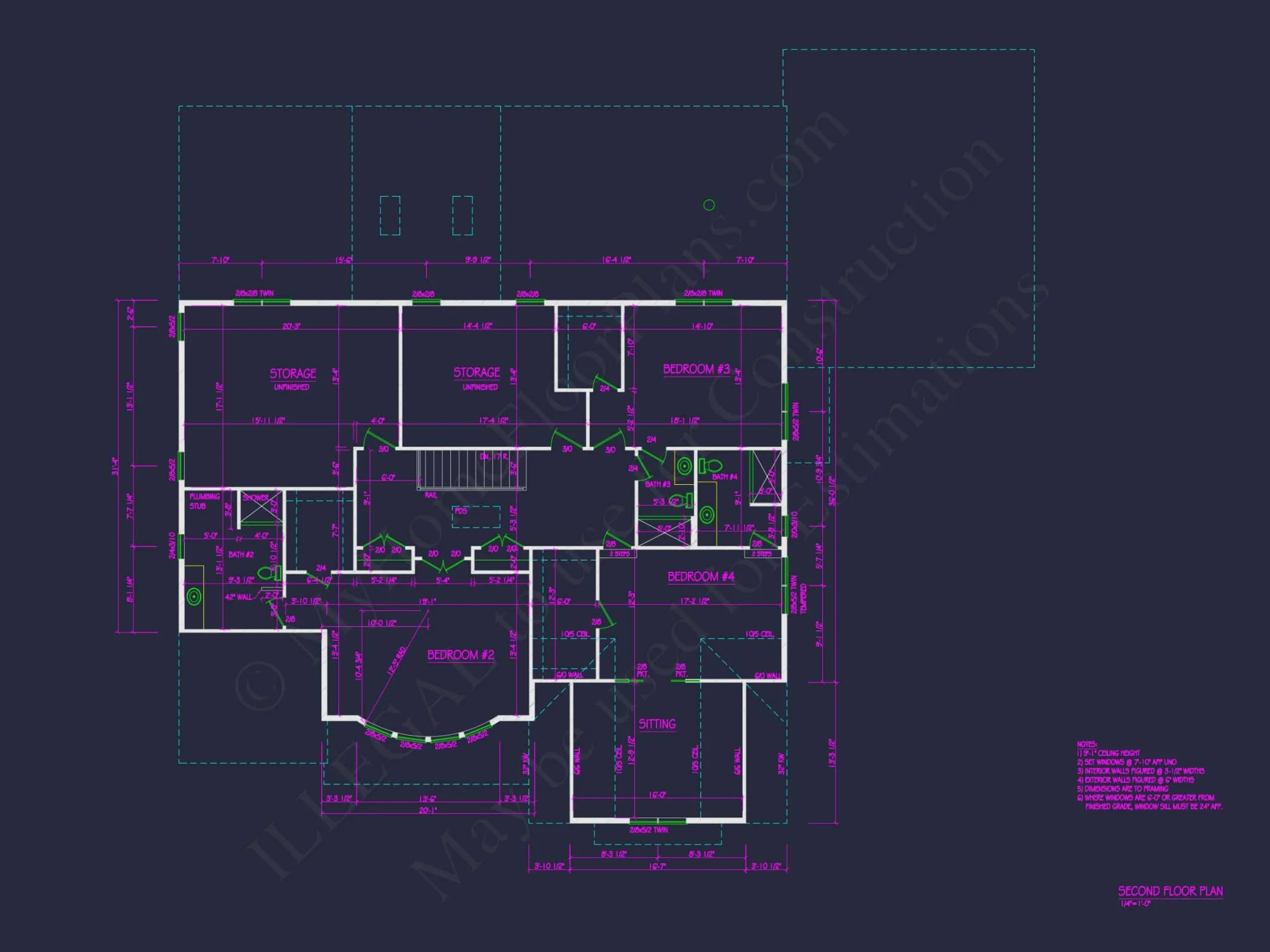 Stunning 2-Story house Plan with 4 Bedrooms and CAD Designs