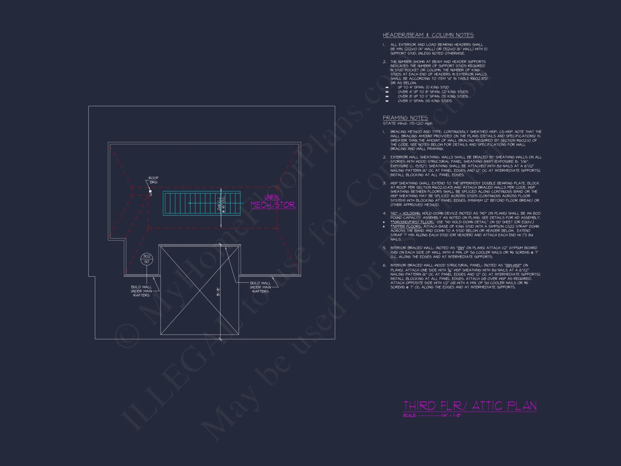Custom house Design Blueprint: 2.5 Story Floor Plan & CAD Designs