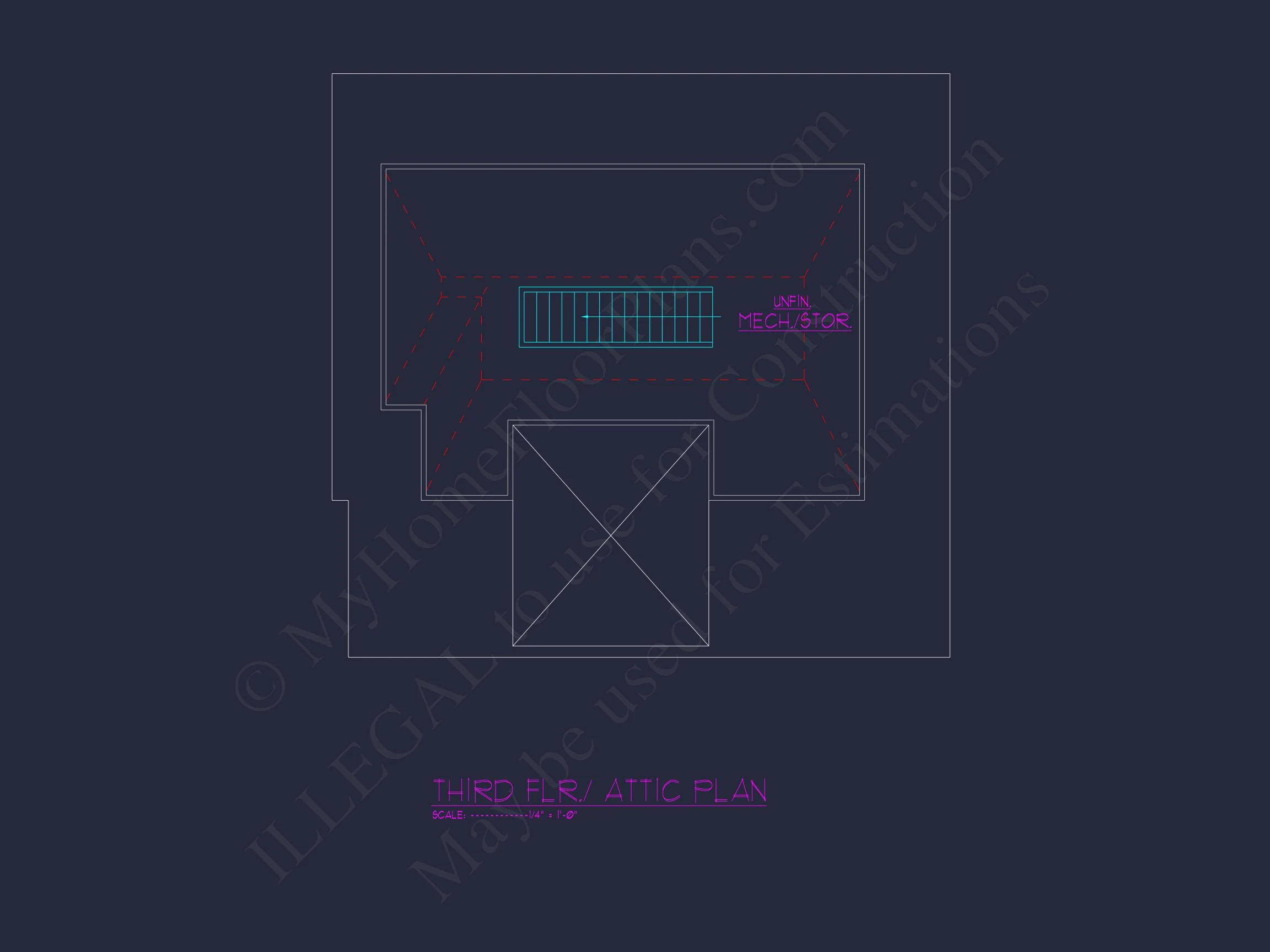 Custom house Design Blueprint: 2.5 Story Floor Plan & CAD Designs