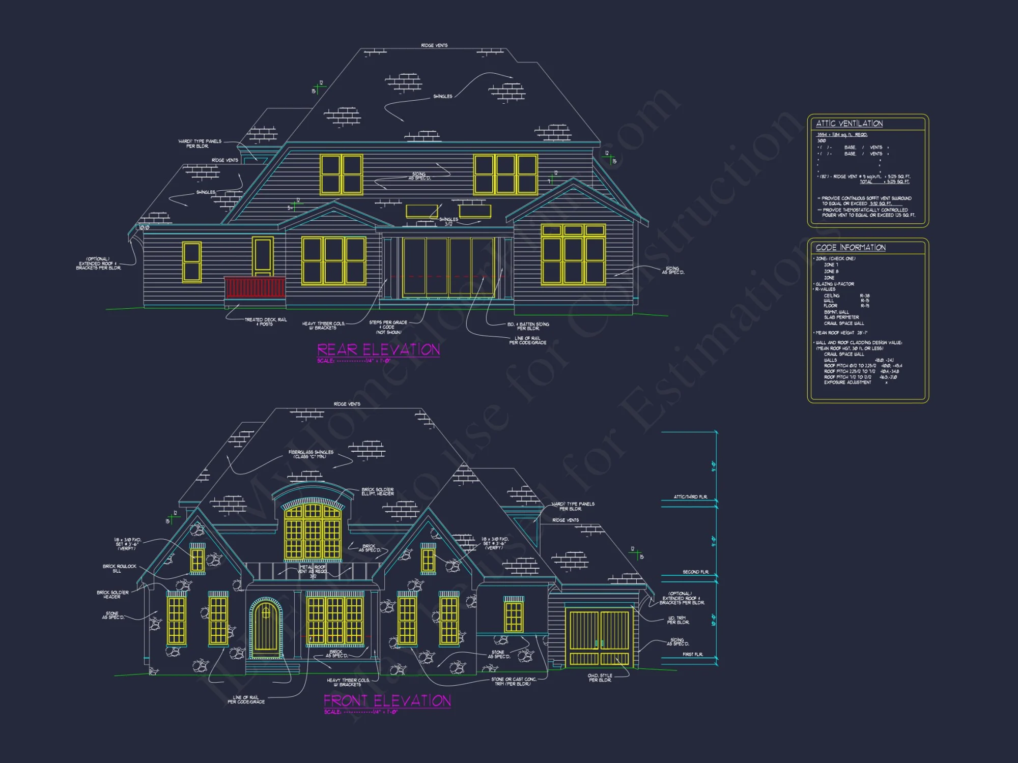 Custom house Design Blueprint: 2.5 Story Floor Plan & CAD Designs