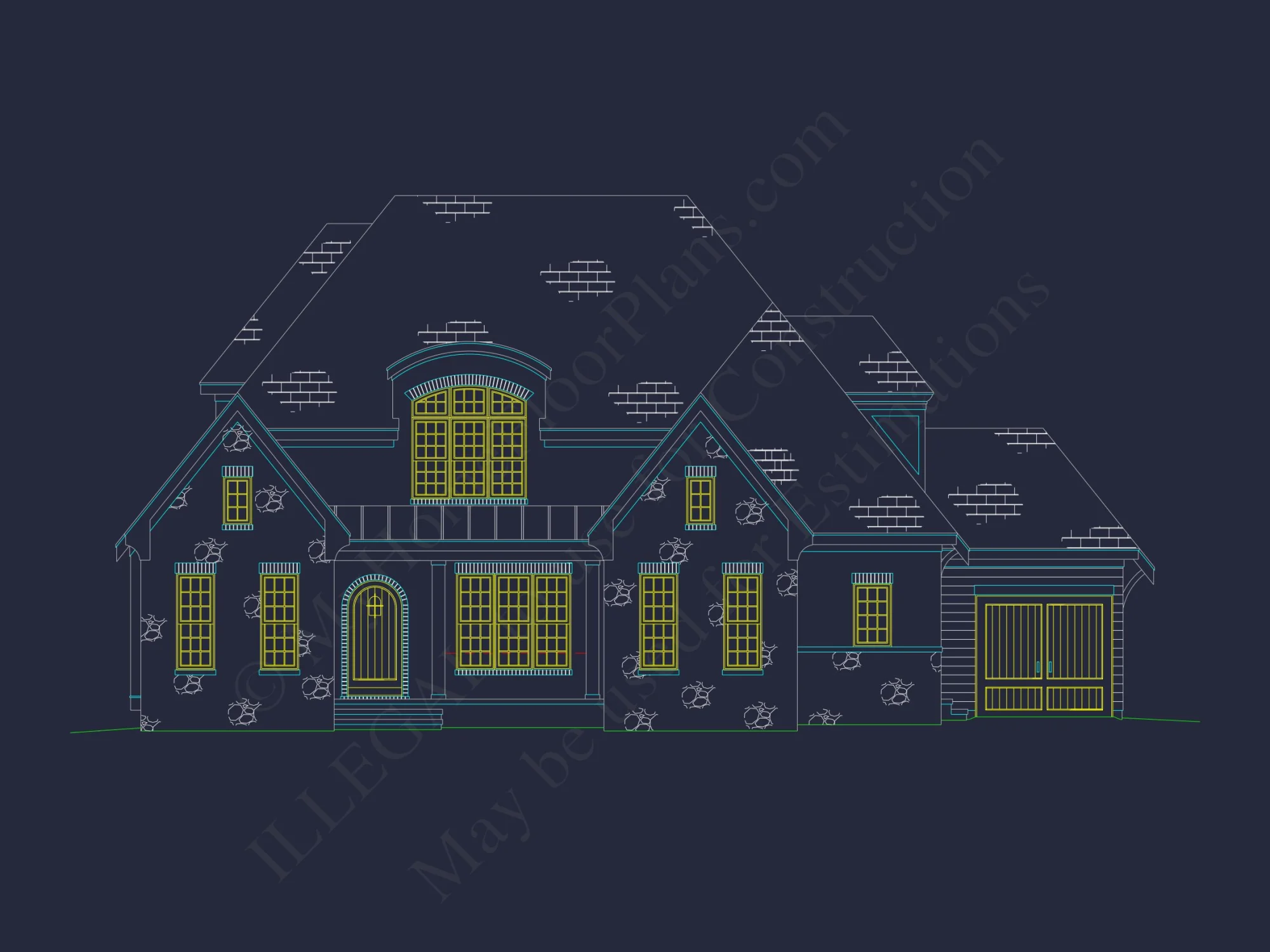 Custom house Design Blueprint: 2.5 Story Floor Plan & CAD Designs