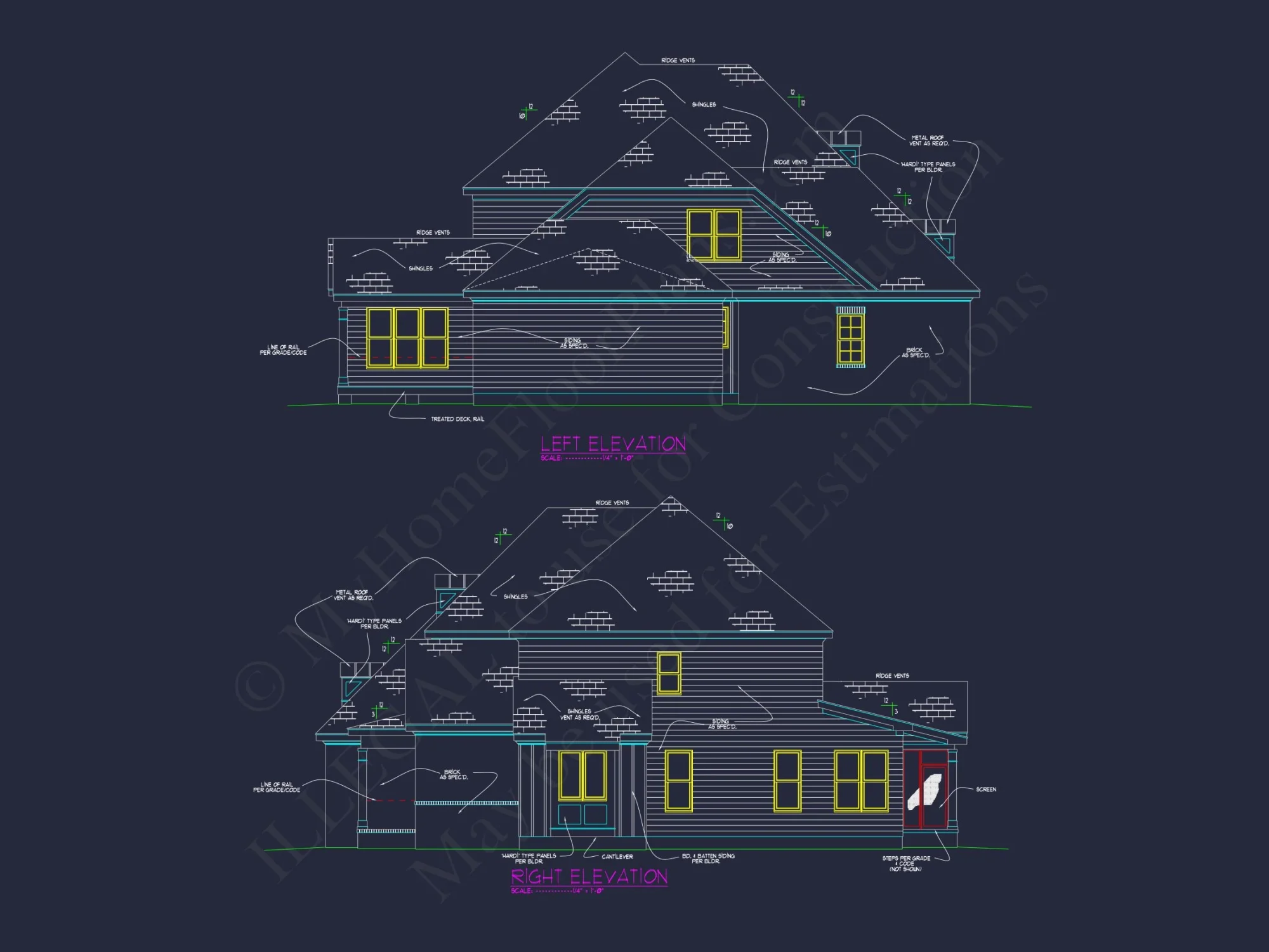 Elegant 2-Story house Design with CAD Floor Plans & Blueprint