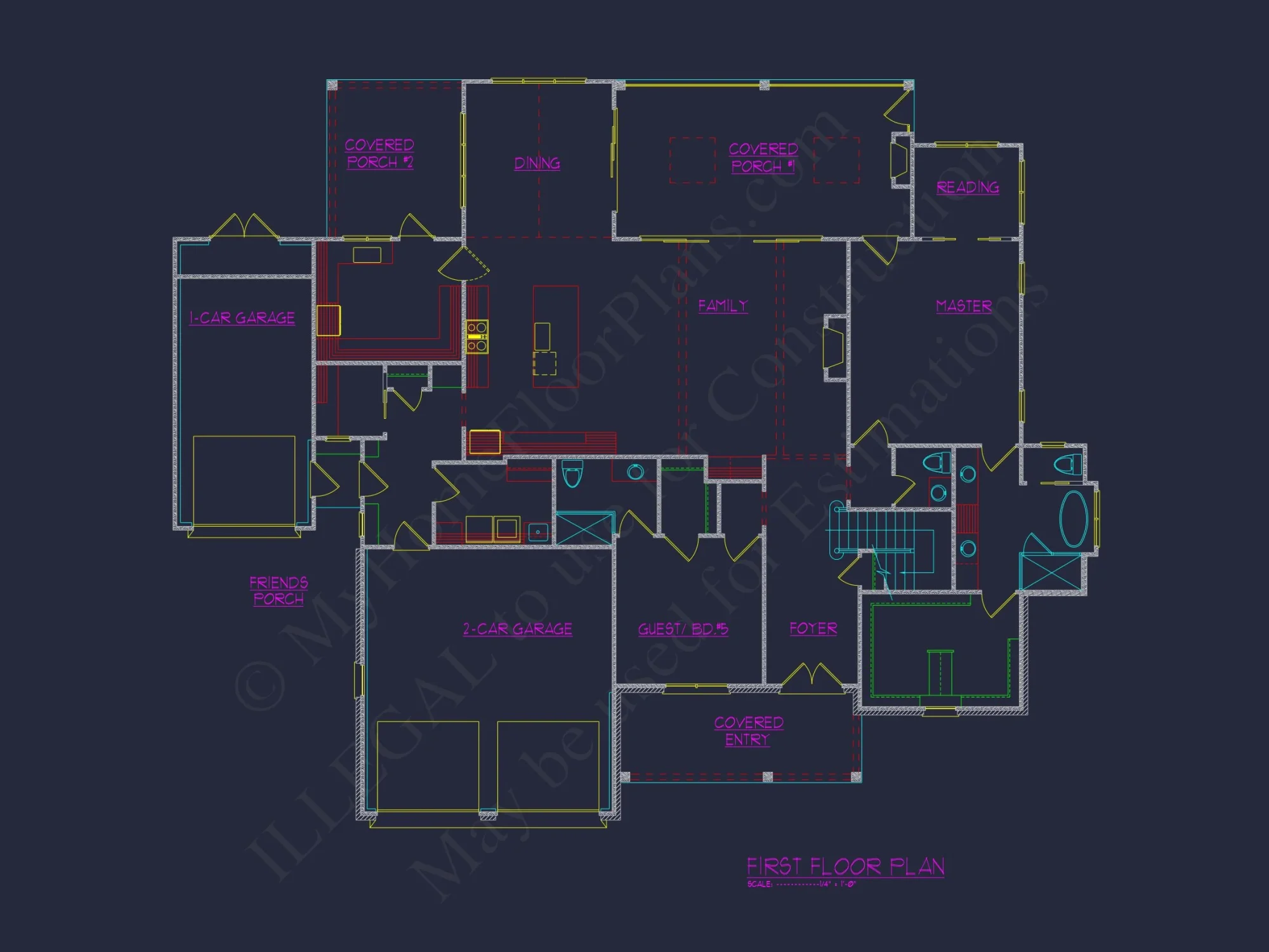 Elegant 2-Story house Design with CAD Floor Plans & Blueprint