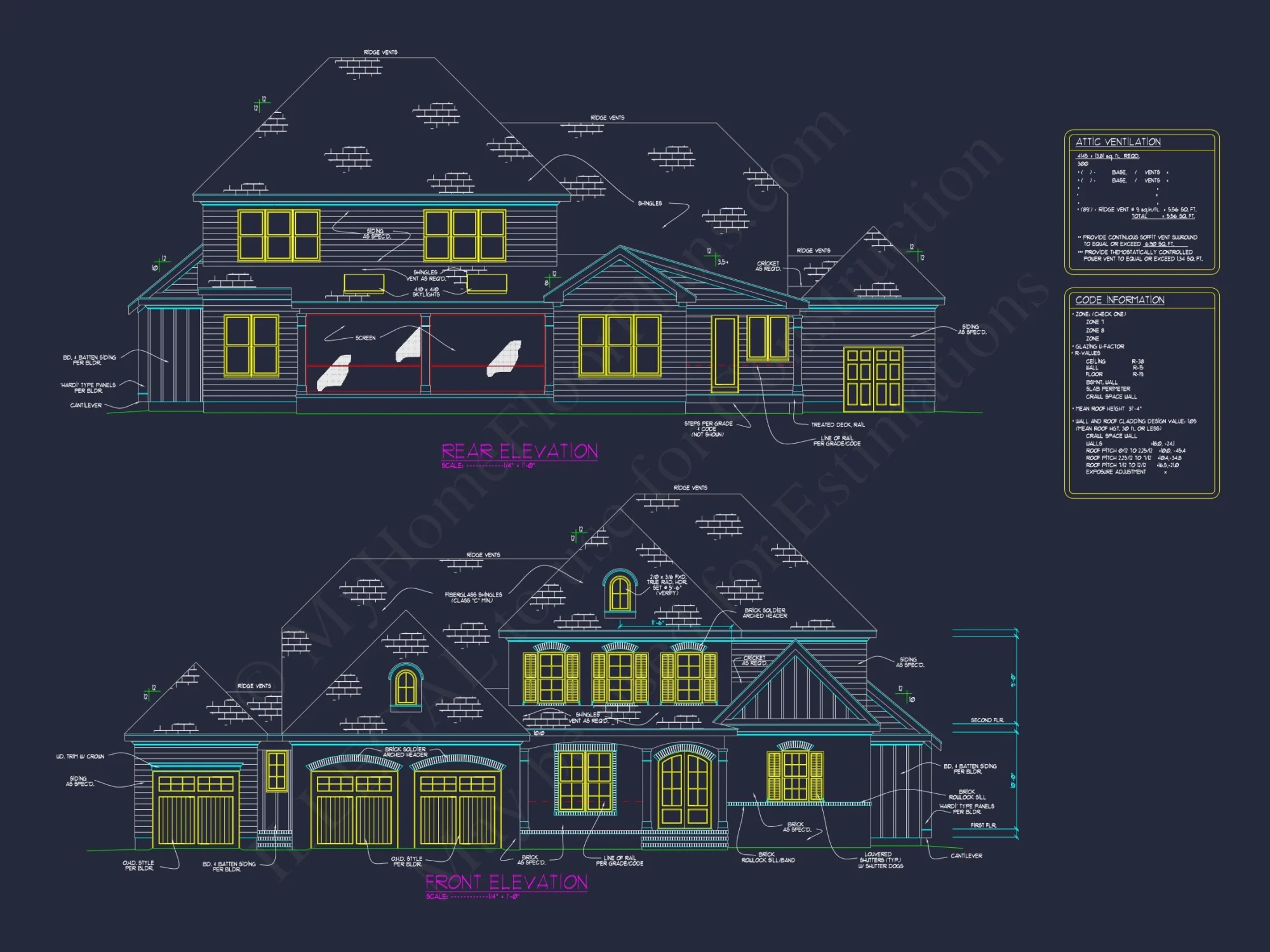 Elegant 2-Story house Design with CAD Floor Plans & Blueprint