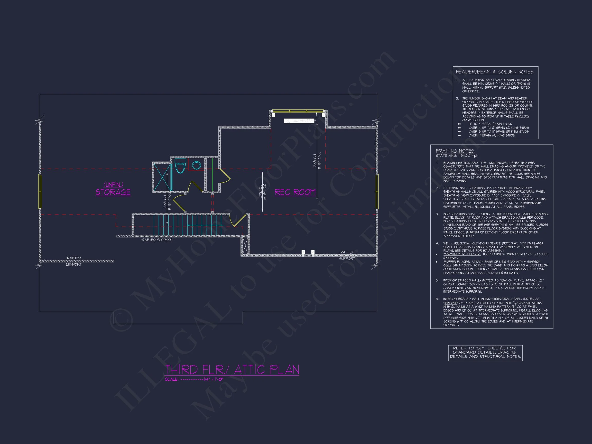 Modern 3-Story house Plan with CAD Architecture and Designs