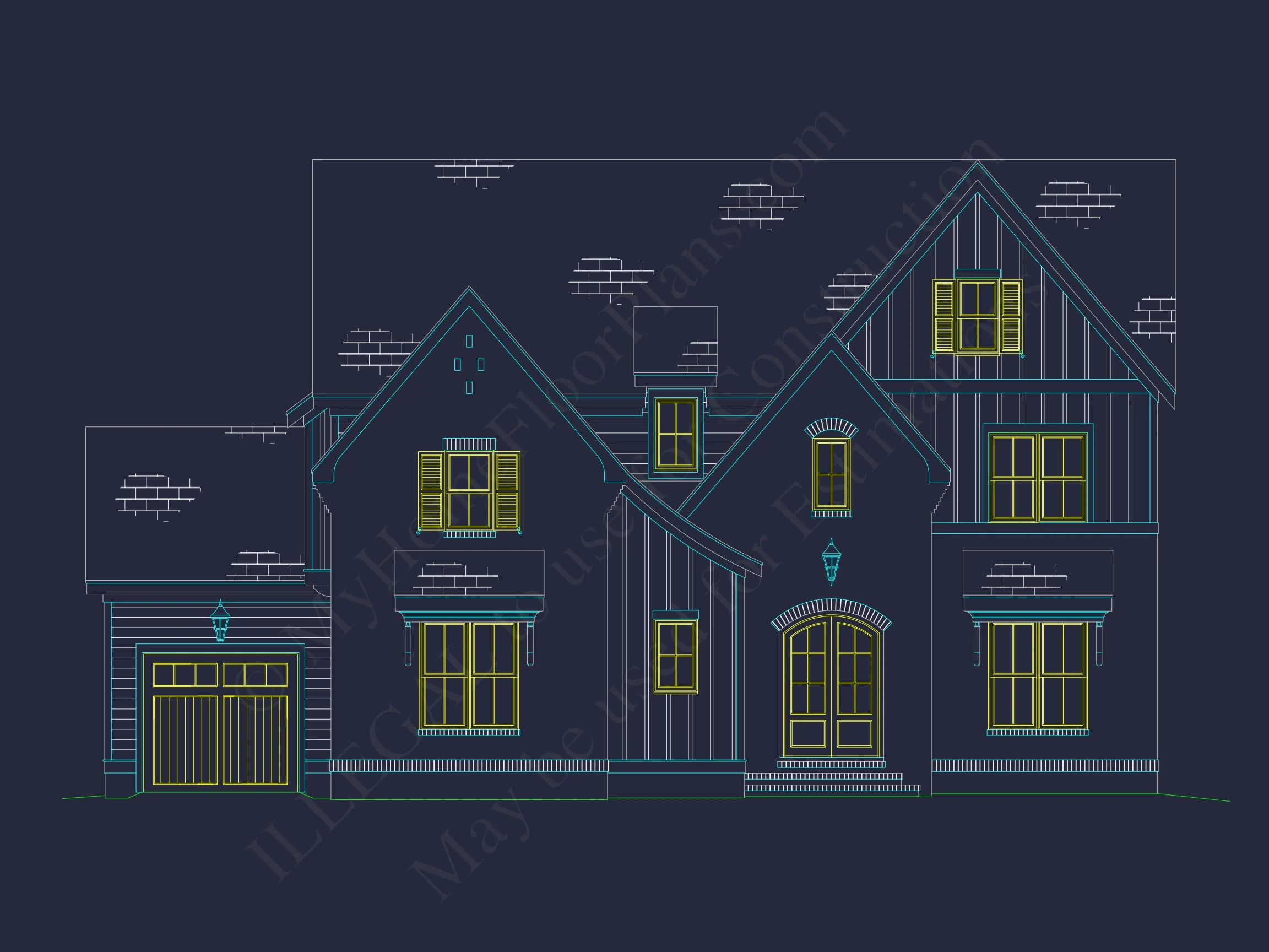 20-1249C HOUSE PLAN - Modern Farmhouse House Plan – 5-Bed, 6-Bath, 4,081 SF 4 Elegant 3-Story house Plan with 5 Bedrooms and Modern CAD Designs