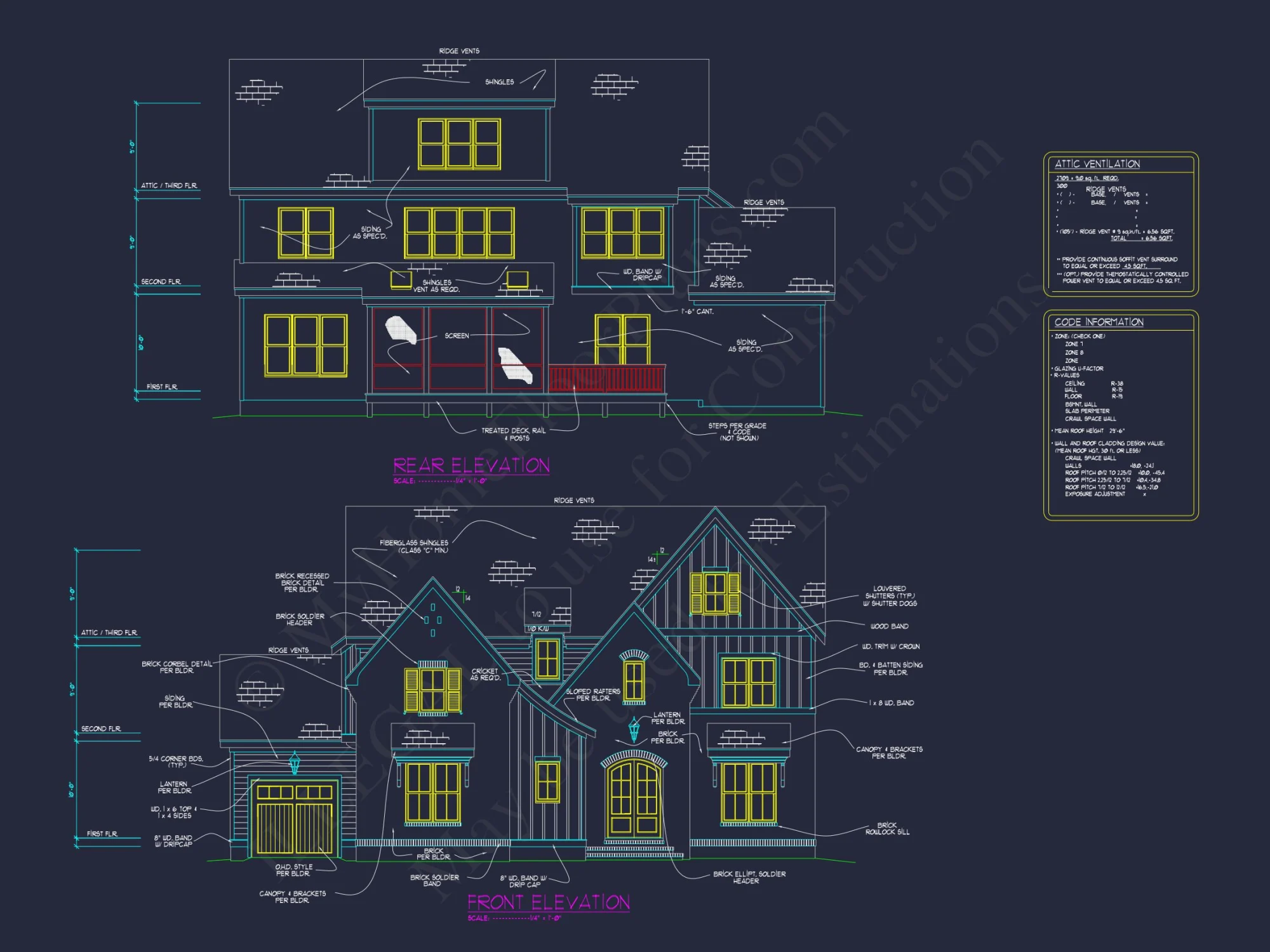 Elegant 3-Story house Plan with 5 Bedrooms and Modern CAD Designs