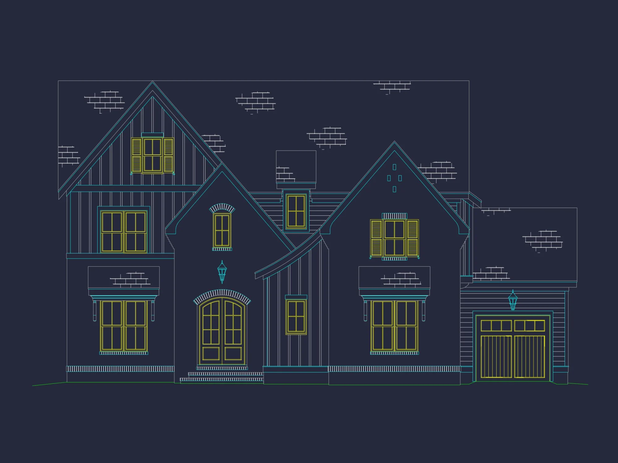 Custom Transitional house Plan with 5 Bedrooms