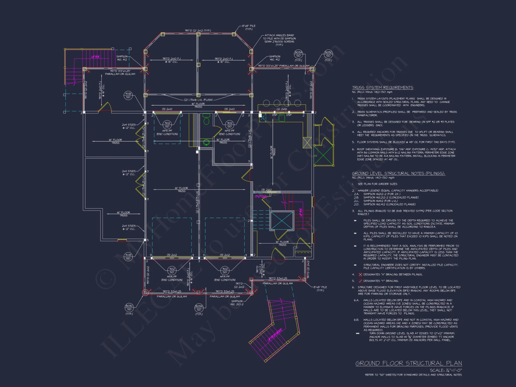 Stunning Coastal house Plan with 5 Bedrooms, 3 Floors, and CAD Designs