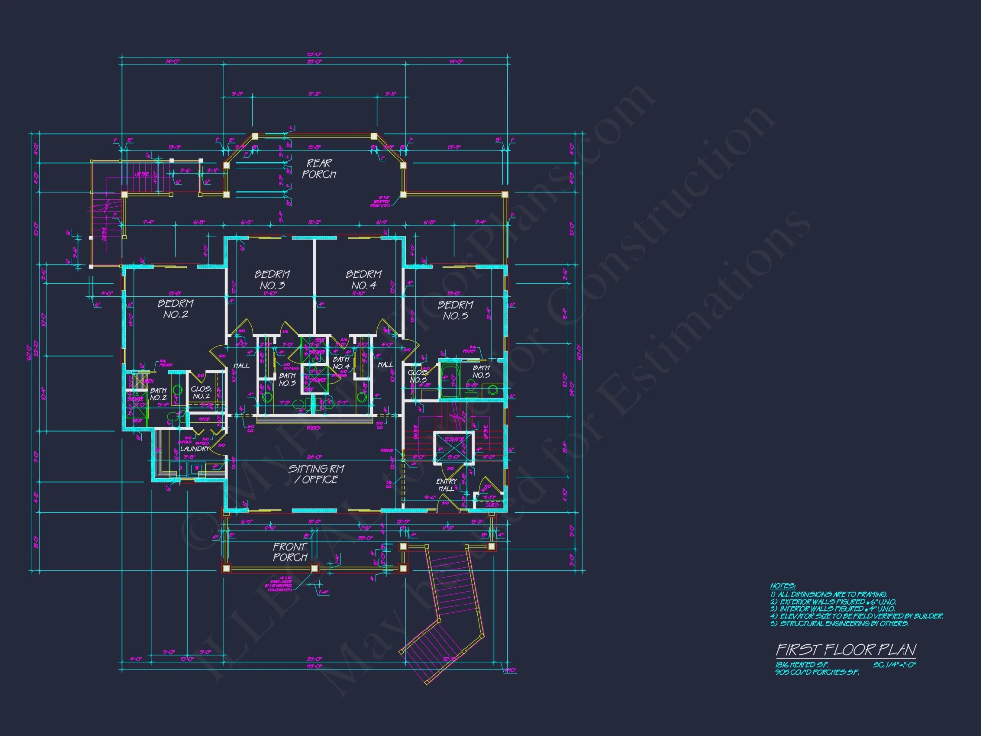 Stunning Coastal house Plan with 5 Bedrooms, 3 Floors, and CAD Designs