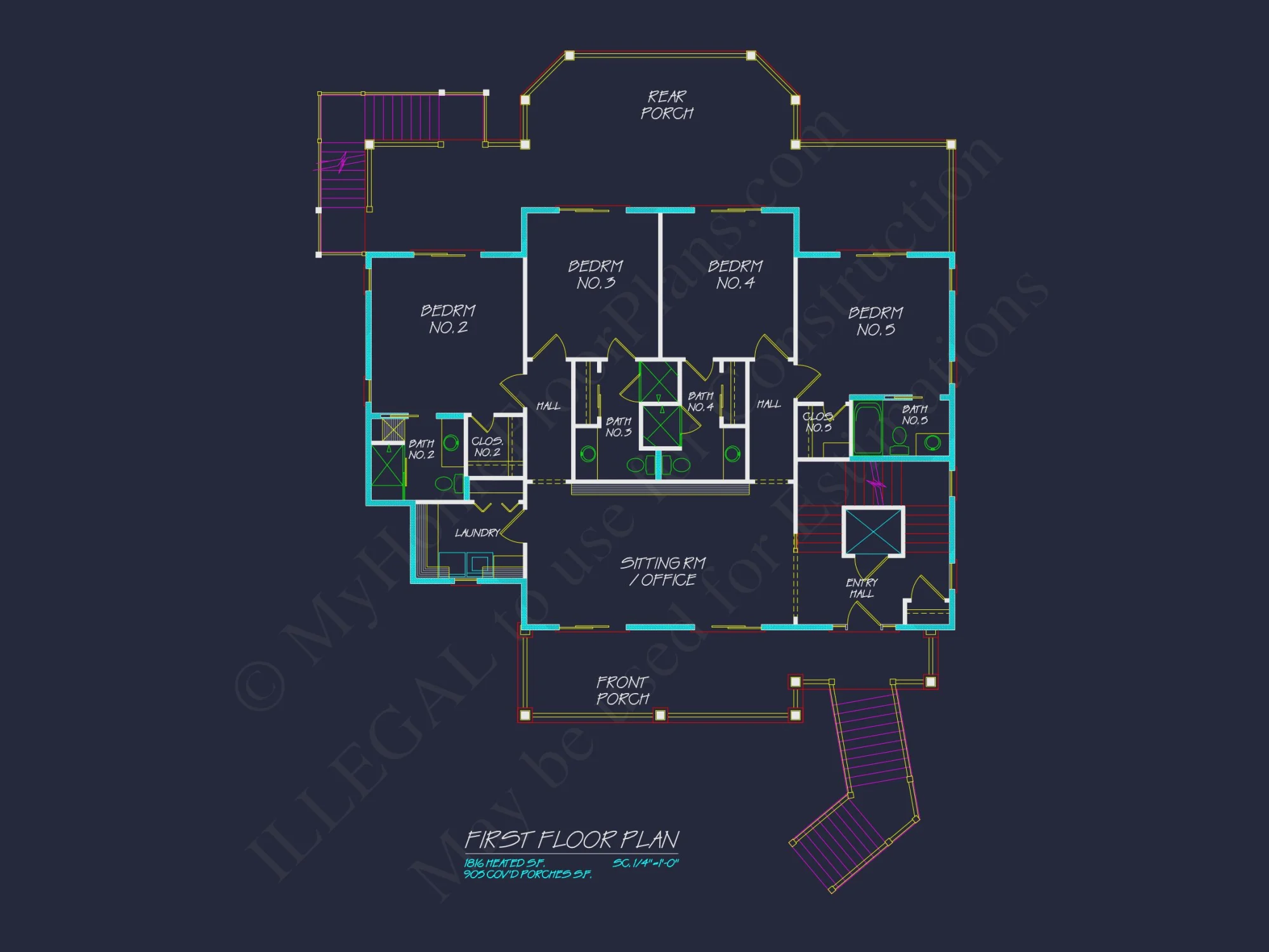 Stunning Coastal house Plan with 5 Bedrooms, 3 Floors, and CAD Designs