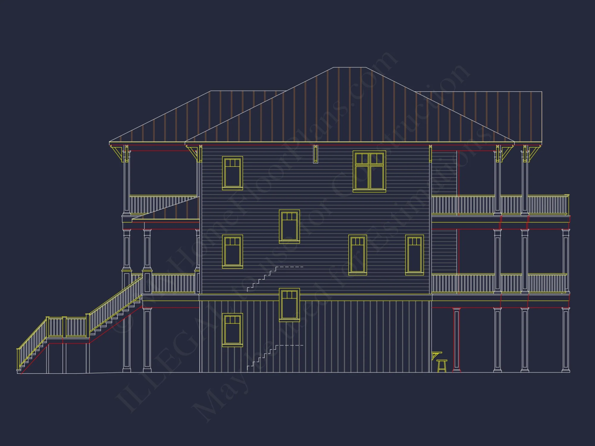 Stunning Coastal house Plan with 5 Bedrooms, 3 Floors, and CAD Designs