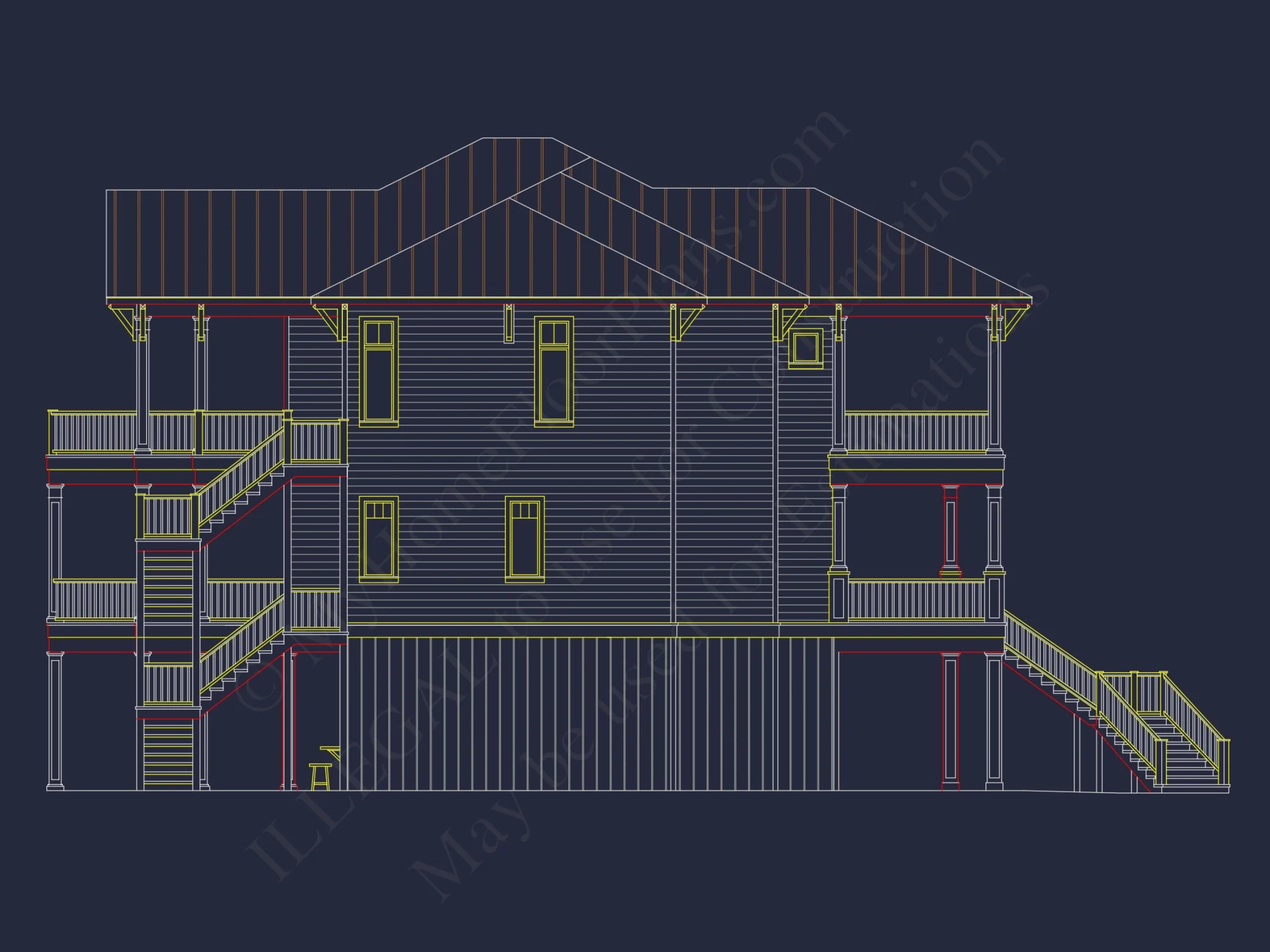Stunning Coastal house Plan with 5 Bedrooms, 3 Floors, and CAD Designs