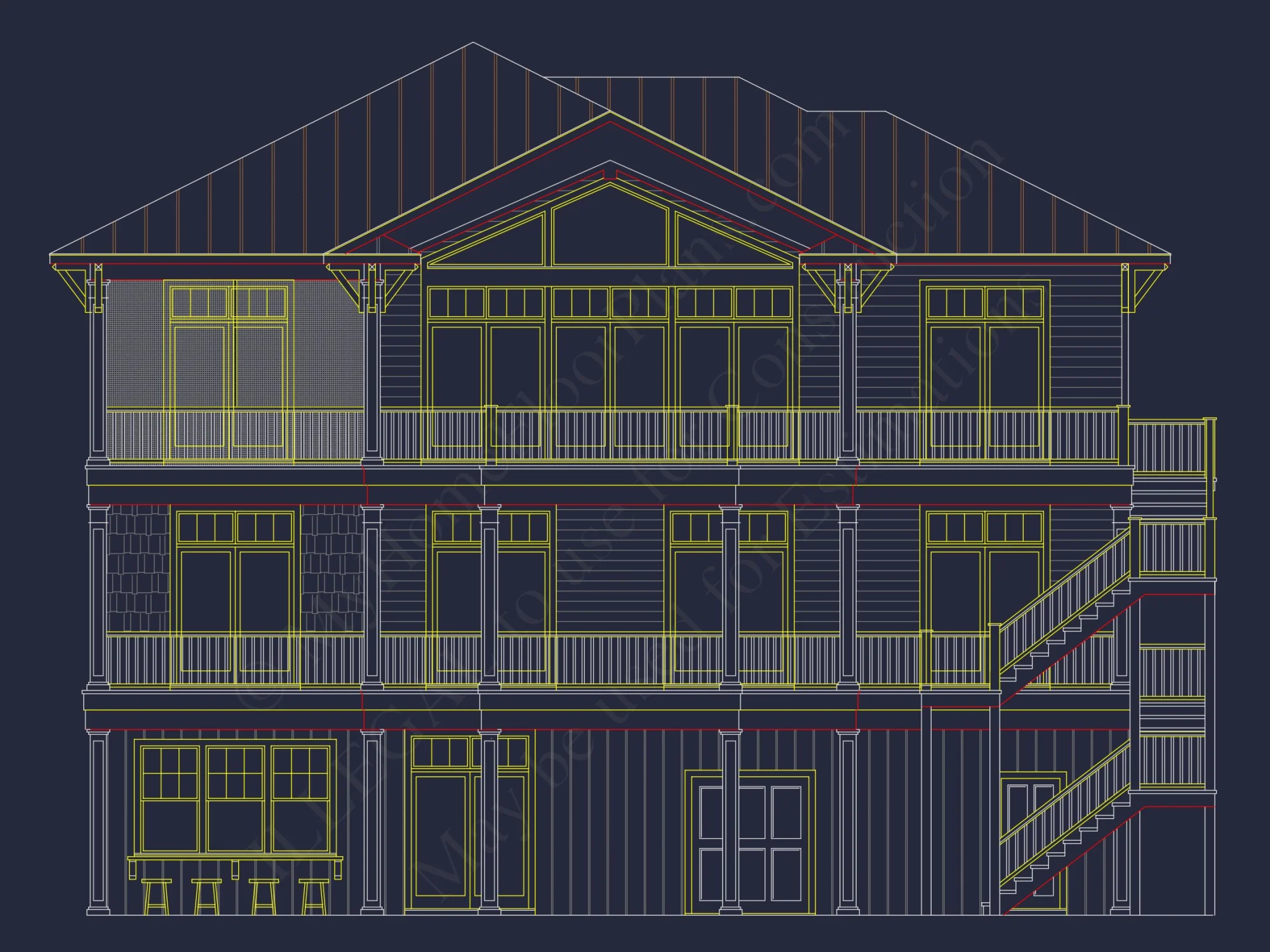 Stunning Coastal house Plan with 5 Bedrooms, 3 Floors, and CAD Designs