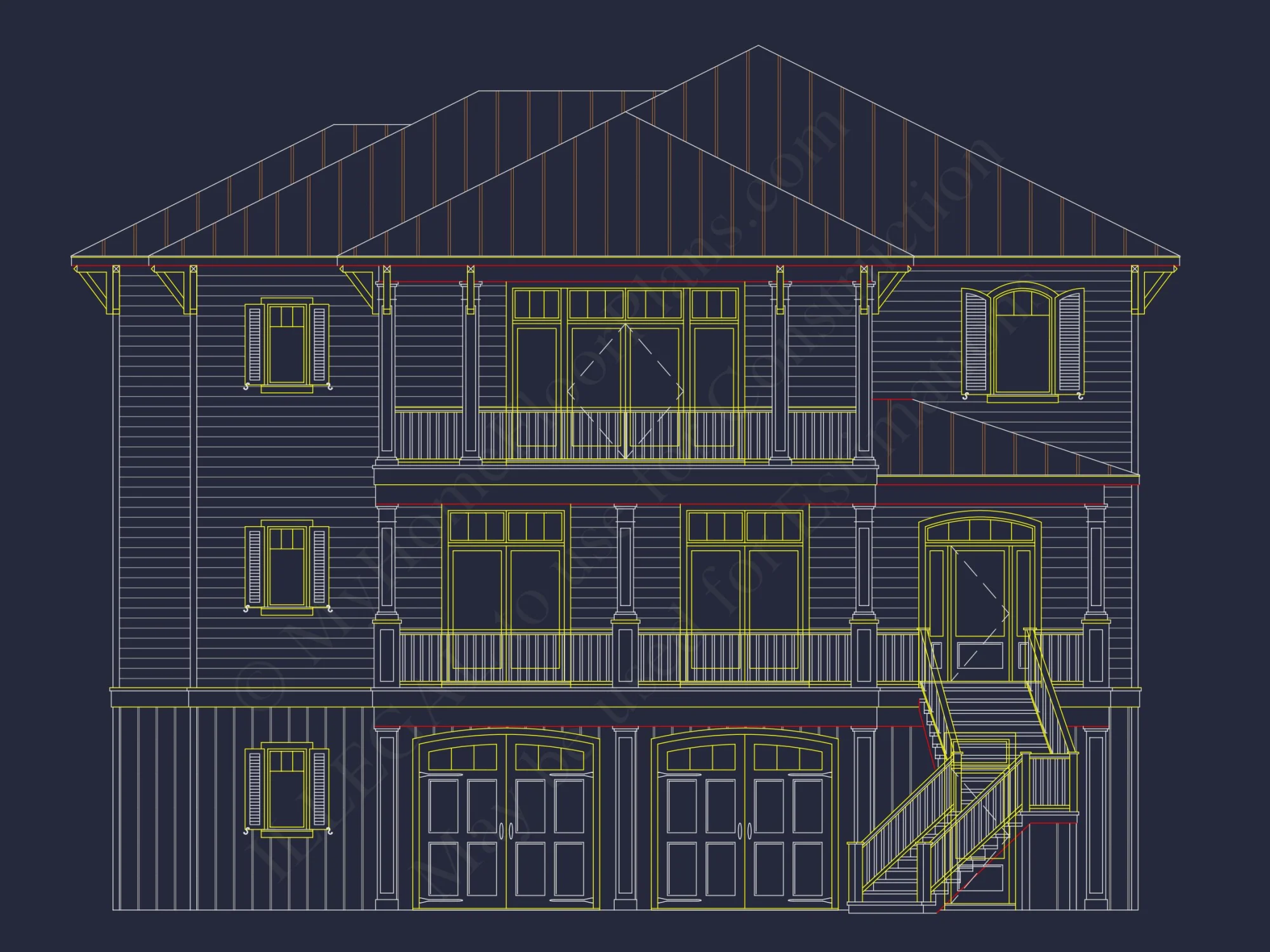 Stunning Coastal house Plan with 5 Bedrooms, 3 Floors, and CAD Designs