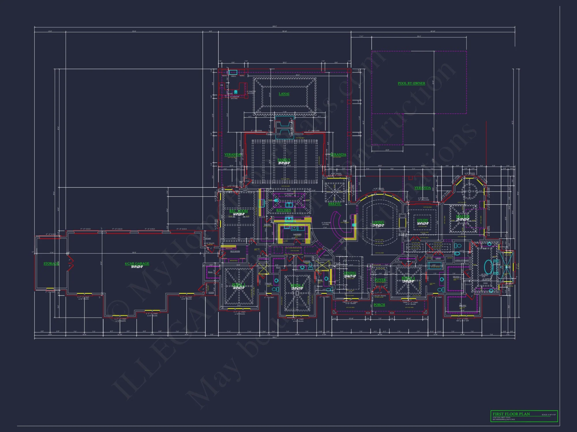 Luxury house Plan with 5298 Sq. Ft. CAD Blueprint & Designs