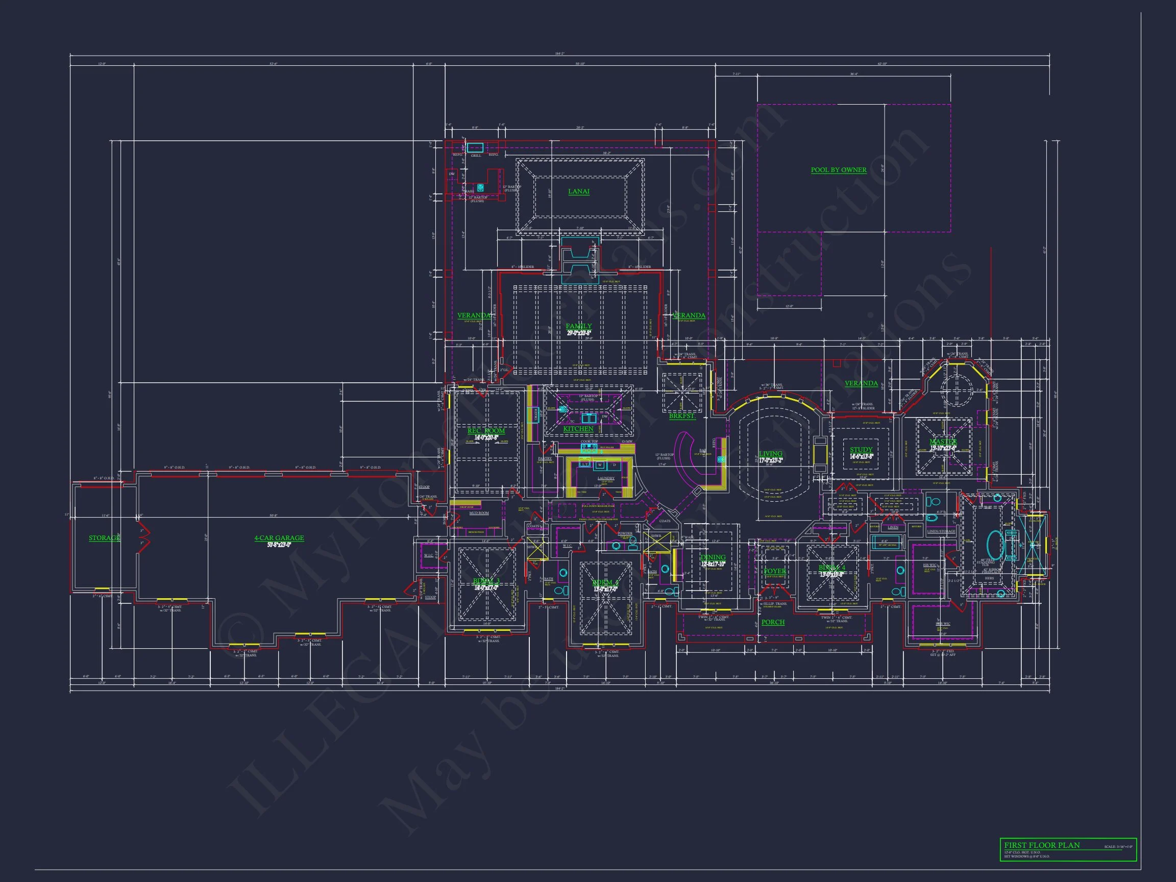 Luxury house Plan with 5298 Sq. Ft. CAD Blueprint & Designs