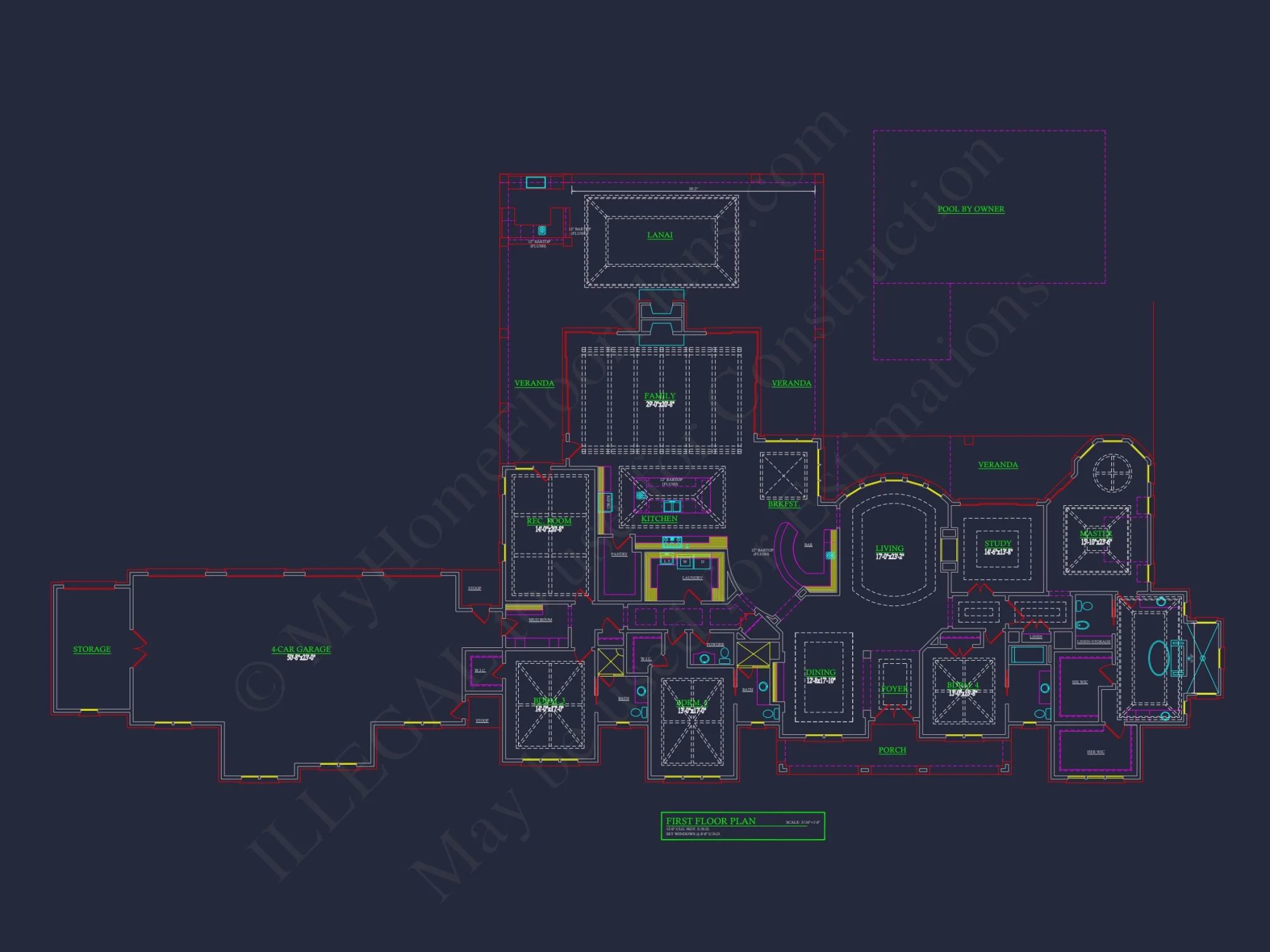 Luxury house Plan with 5298 Sq. Ft. CAD Blueprint & Designs
