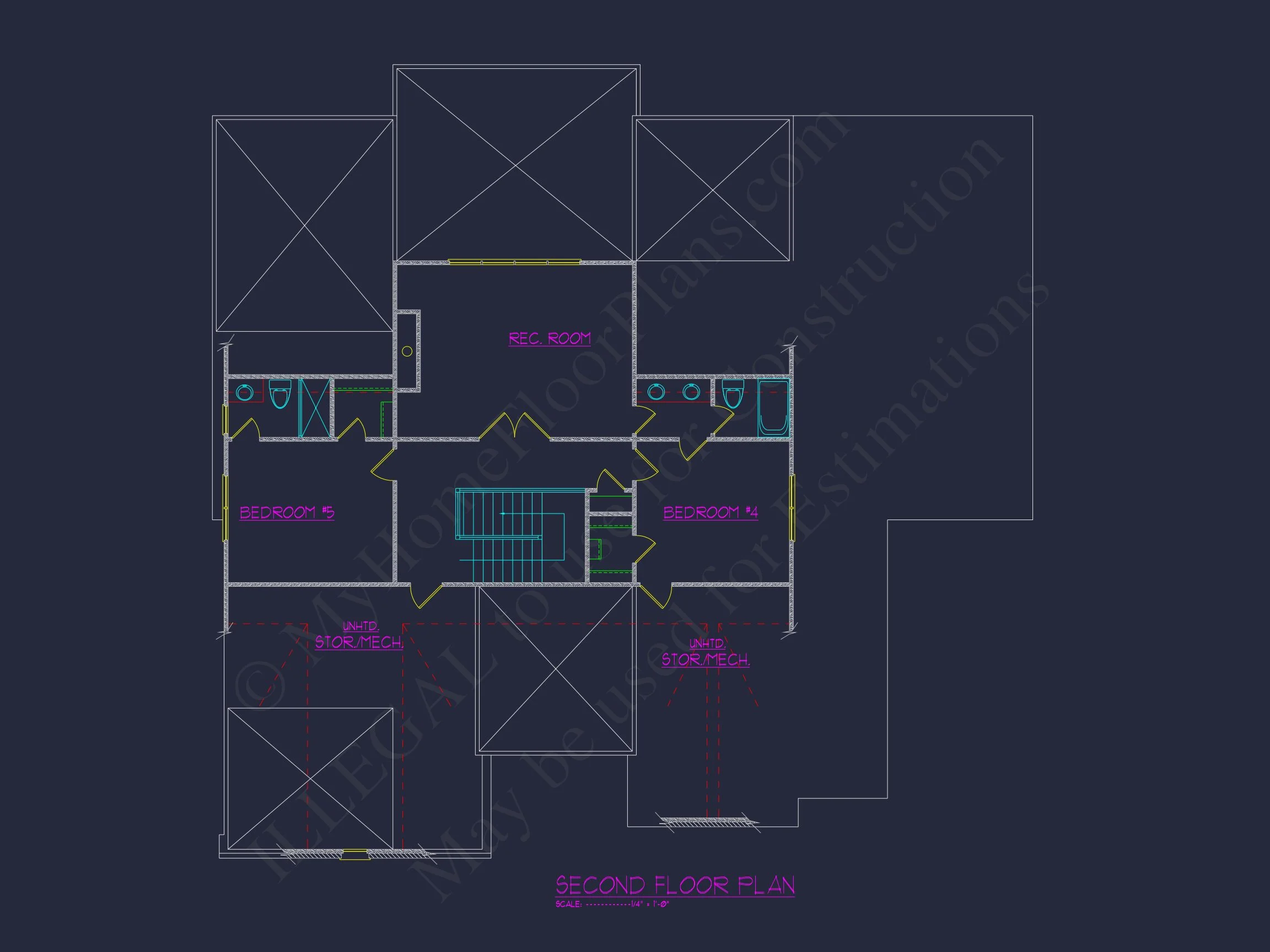 19-1996 HOUSE PLAN - Modern House Floor Plan with 5 Bedrooms, CAD Blueprint Designs 5 Modern house Floor Plan with 5 Bedrooms, CAD Blueprint Designs
