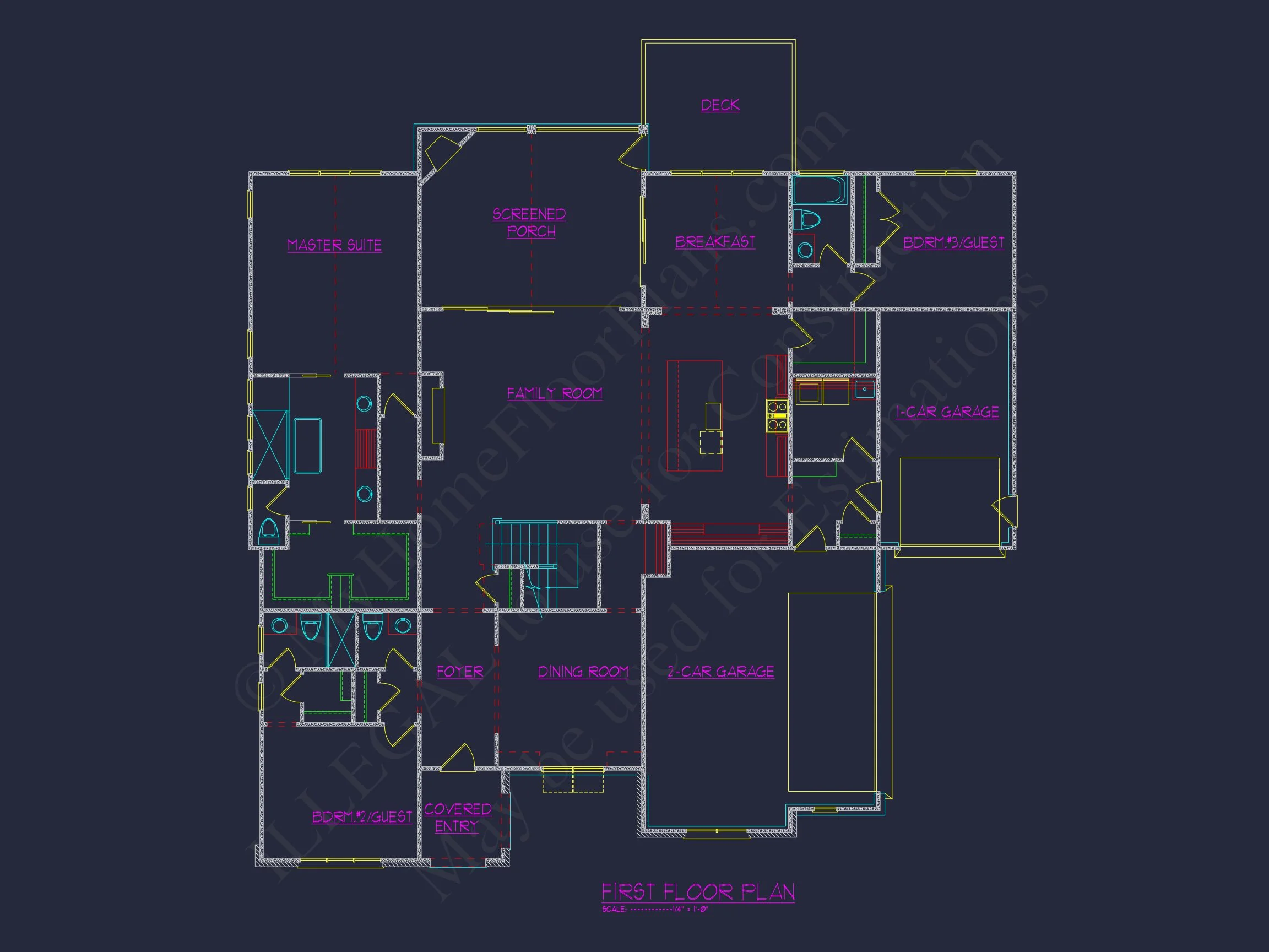 19-1996 HOUSE PLAN - Modern House Floor Plan with 5 Bedrooms, CAD Blueprint Designs 4 Modern house Floor Plan with 5 Bedrooms, CAD Blueprint Designs