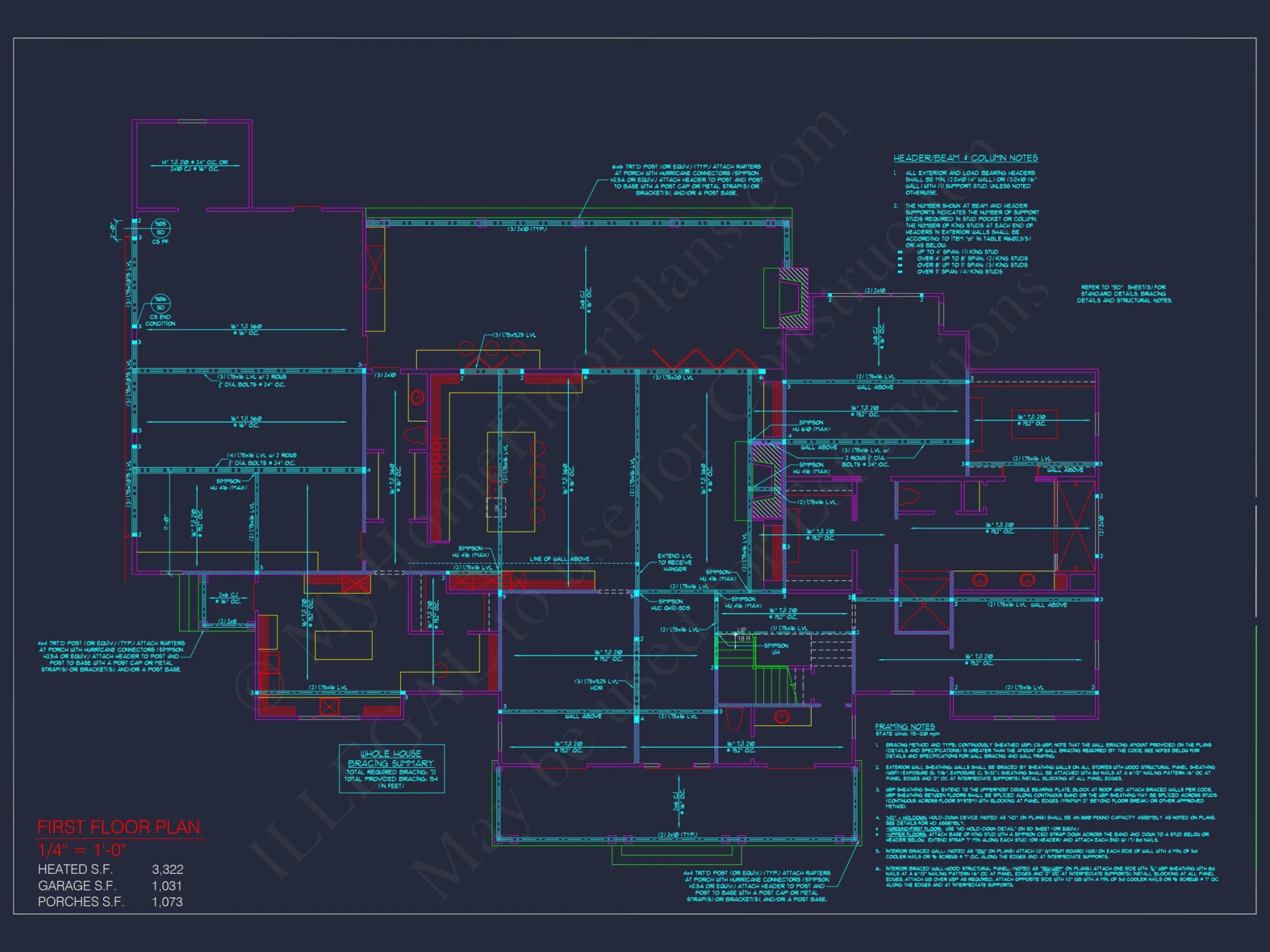 Colonial Revival house Plan: Architectural Floor Designs