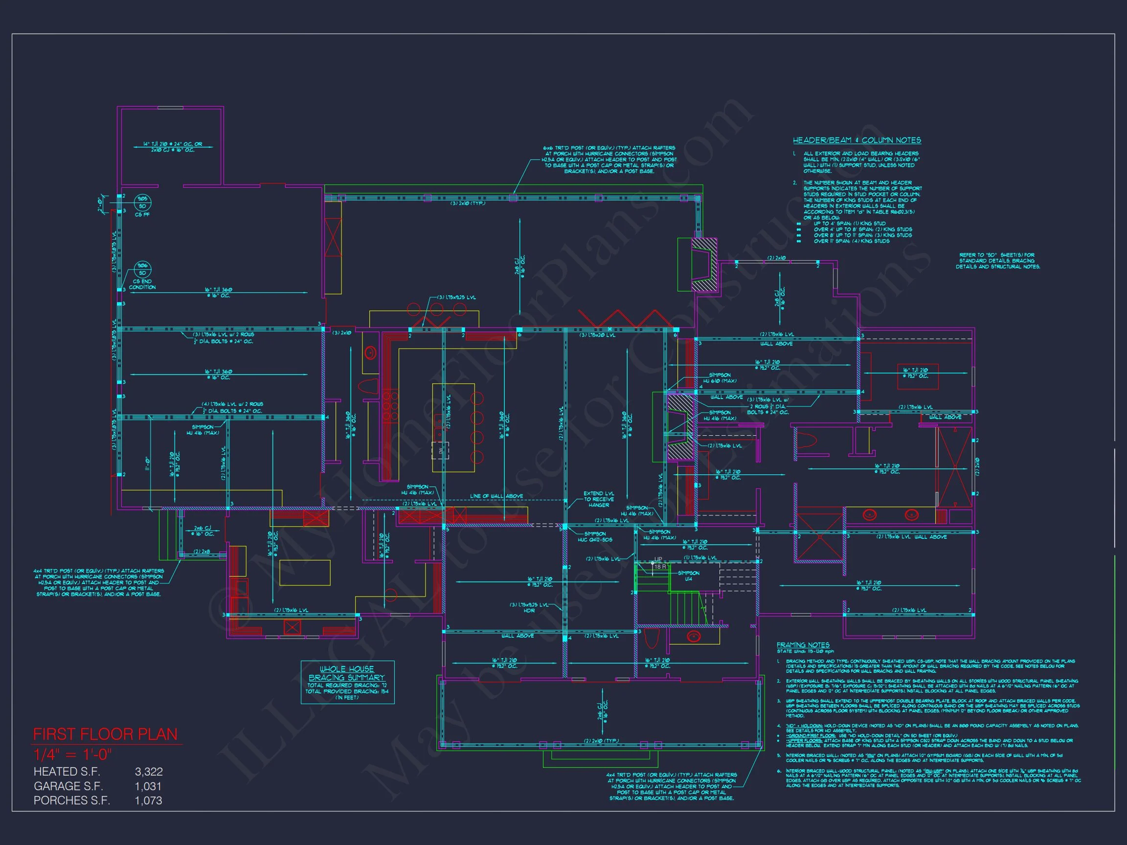 Colonial Revival house Plan: Architectural Floor Designs