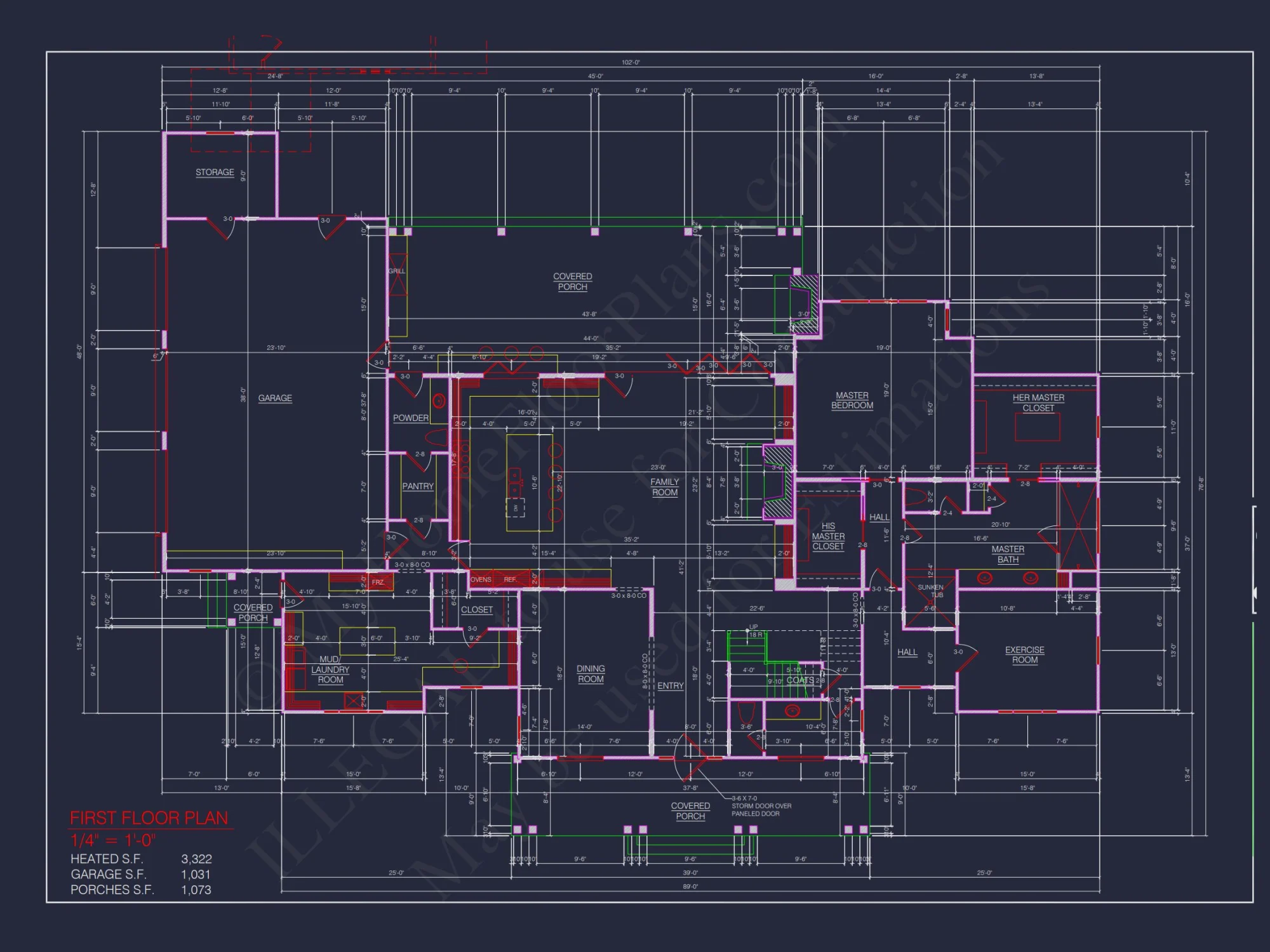 Colonial Revival house Plan: Architectural Floor Designs