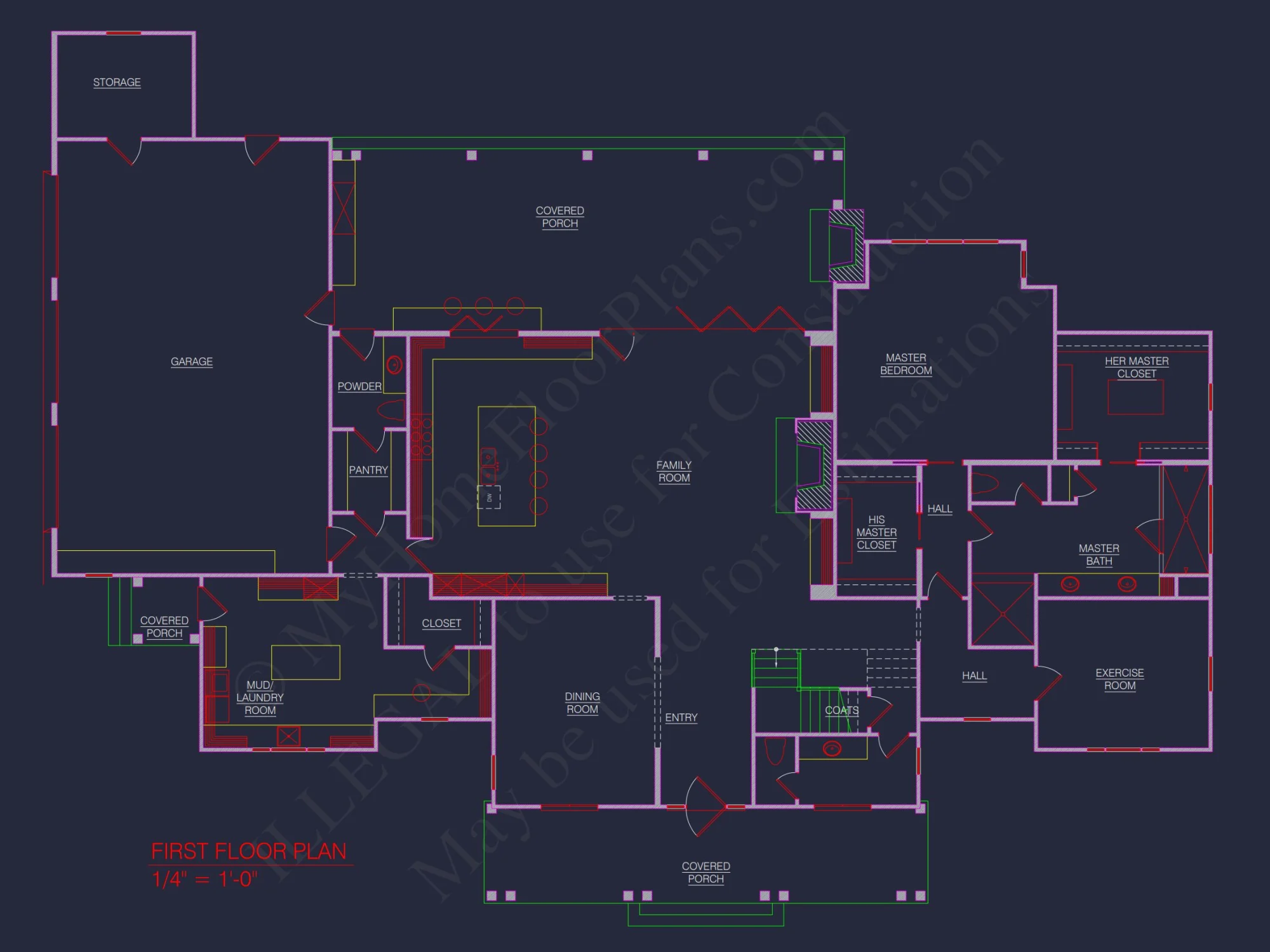 Colonial Revival house Plan: Architectural Floor Designs
