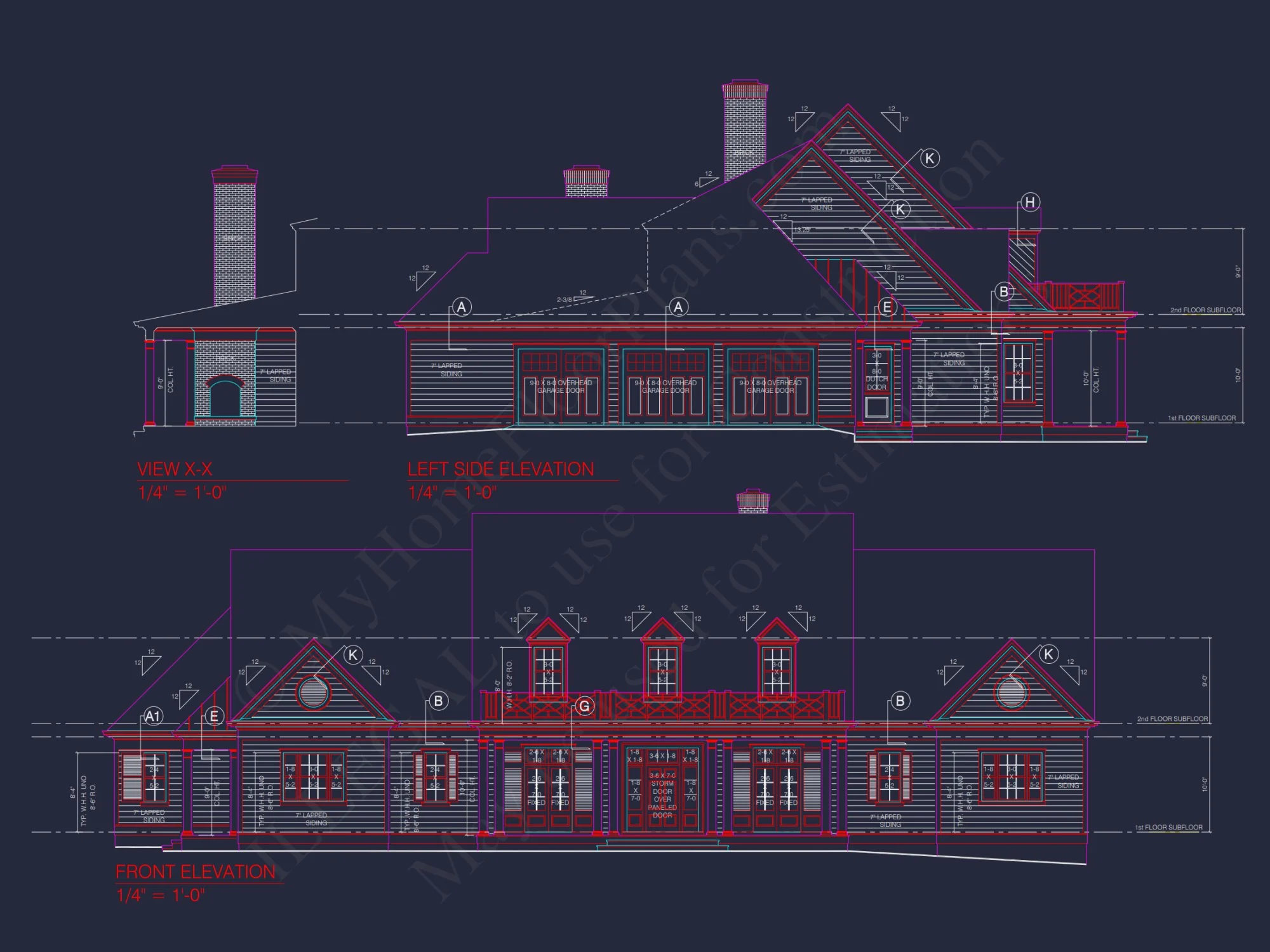 Colonial Revival house Plan: Architectural Floor Designs