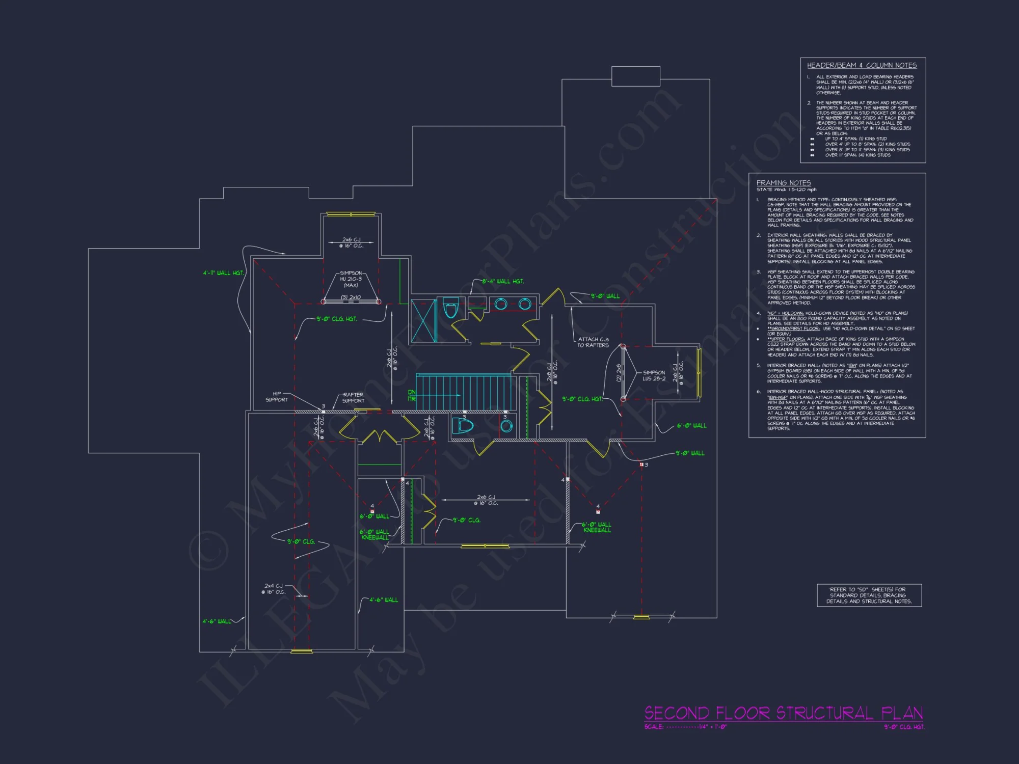 Charming Craftsman house Floor Plan: 5 Beds, 5 Baths, CAD