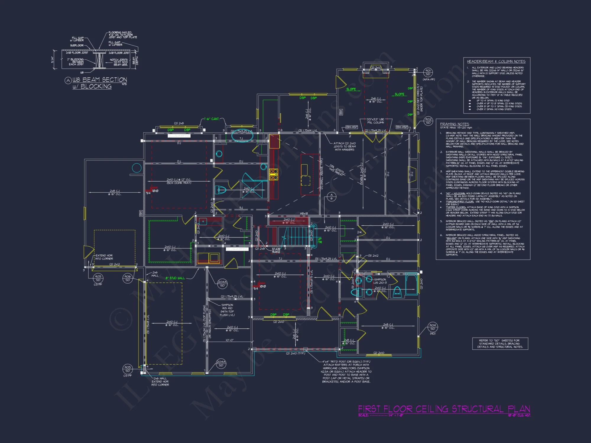 Charming Craftsman house Floor Plan: 5 Beds, 5 Baths, CAD
