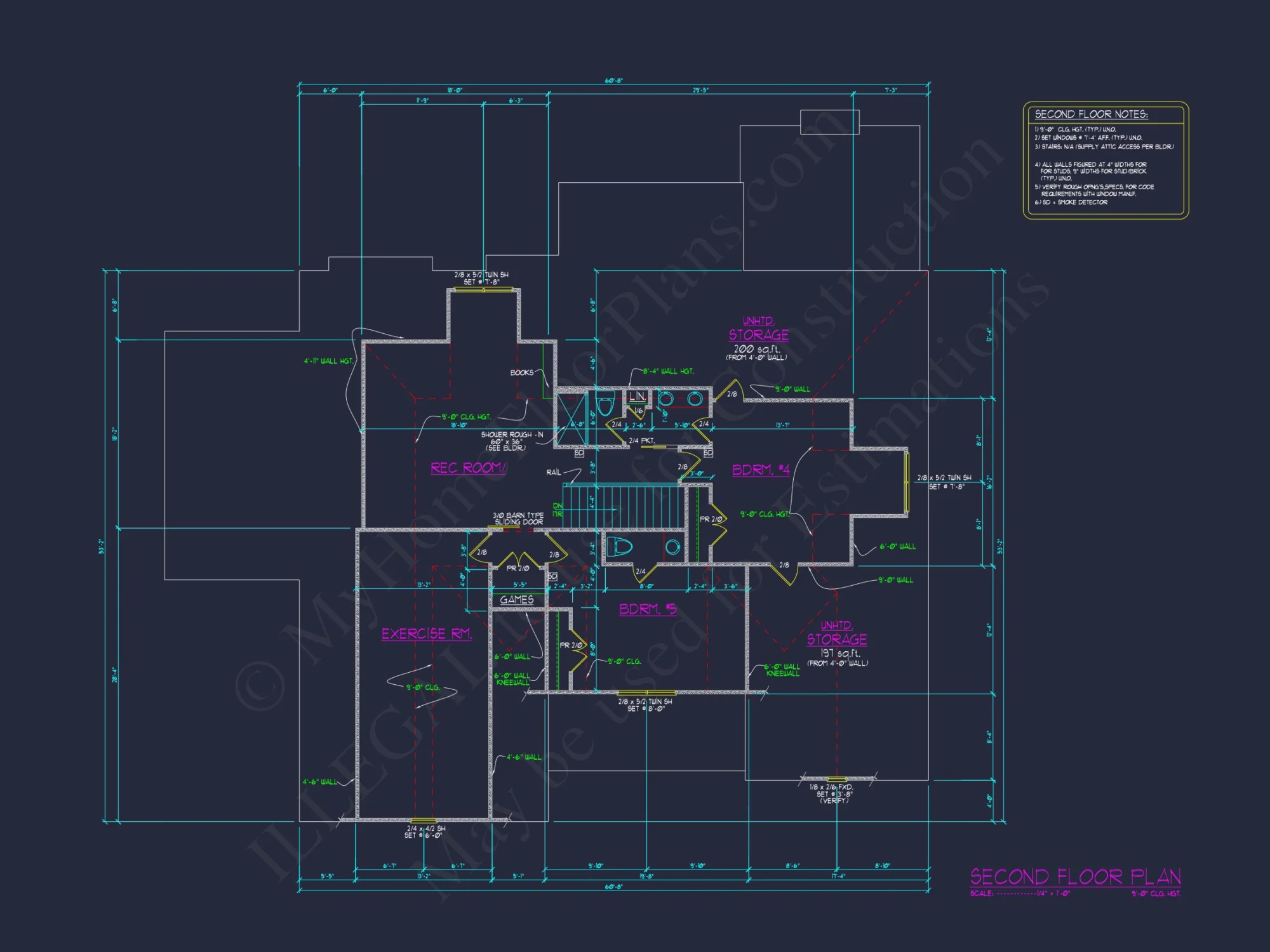 Charming Craftsman house Floor Plan: 5 Beds, 5 Baths, CAD