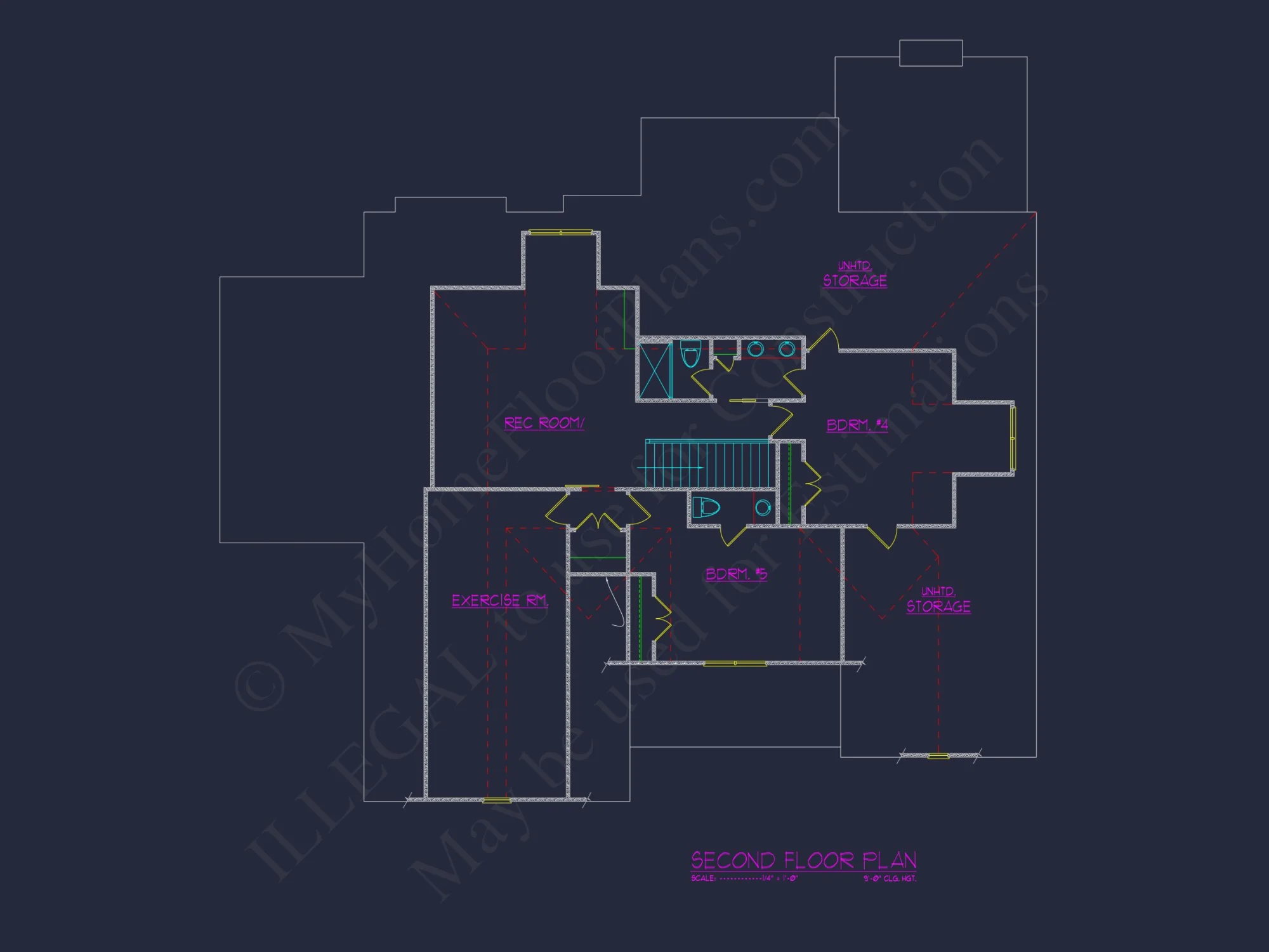 Charming Craftsman house Floor Plan: 5 Beds, 5 Baths, CAD